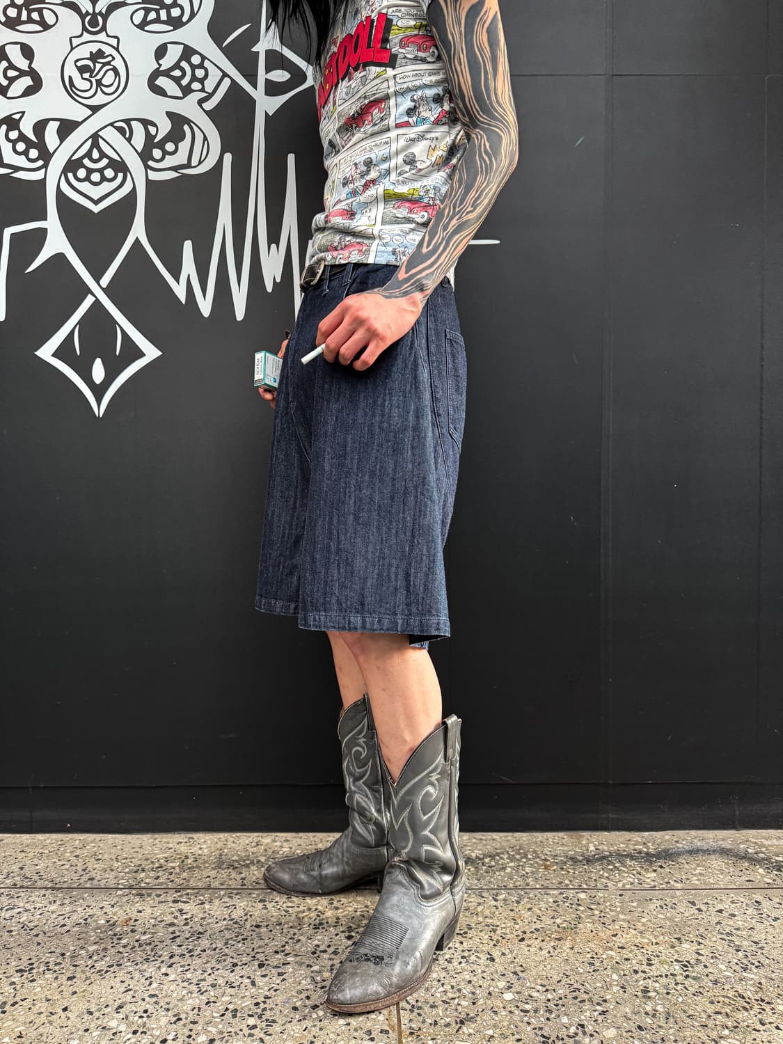 Ne-net – Denim Sarouel Half Pants 상품이미지4