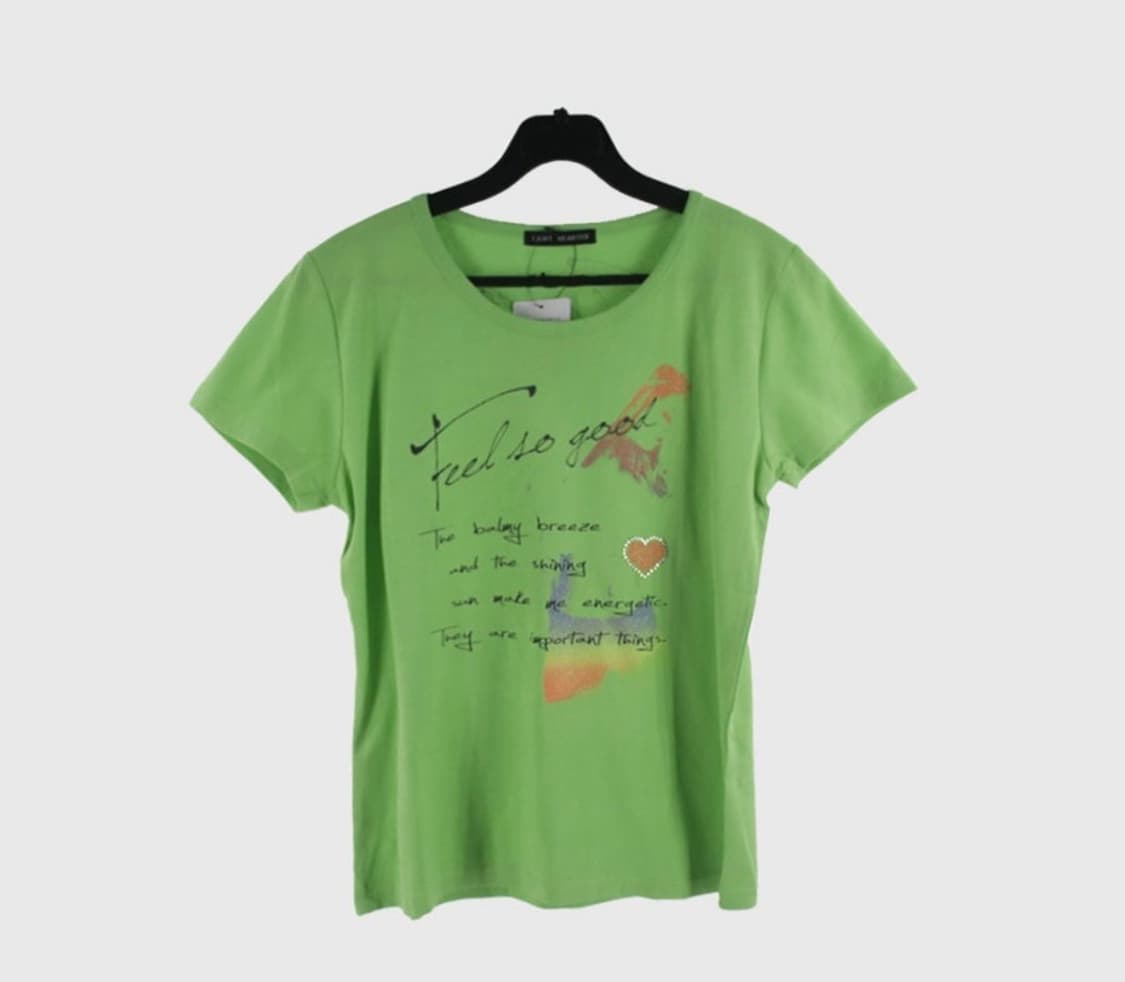 Y2K green lettering vintage T-shirt 상품이미지1