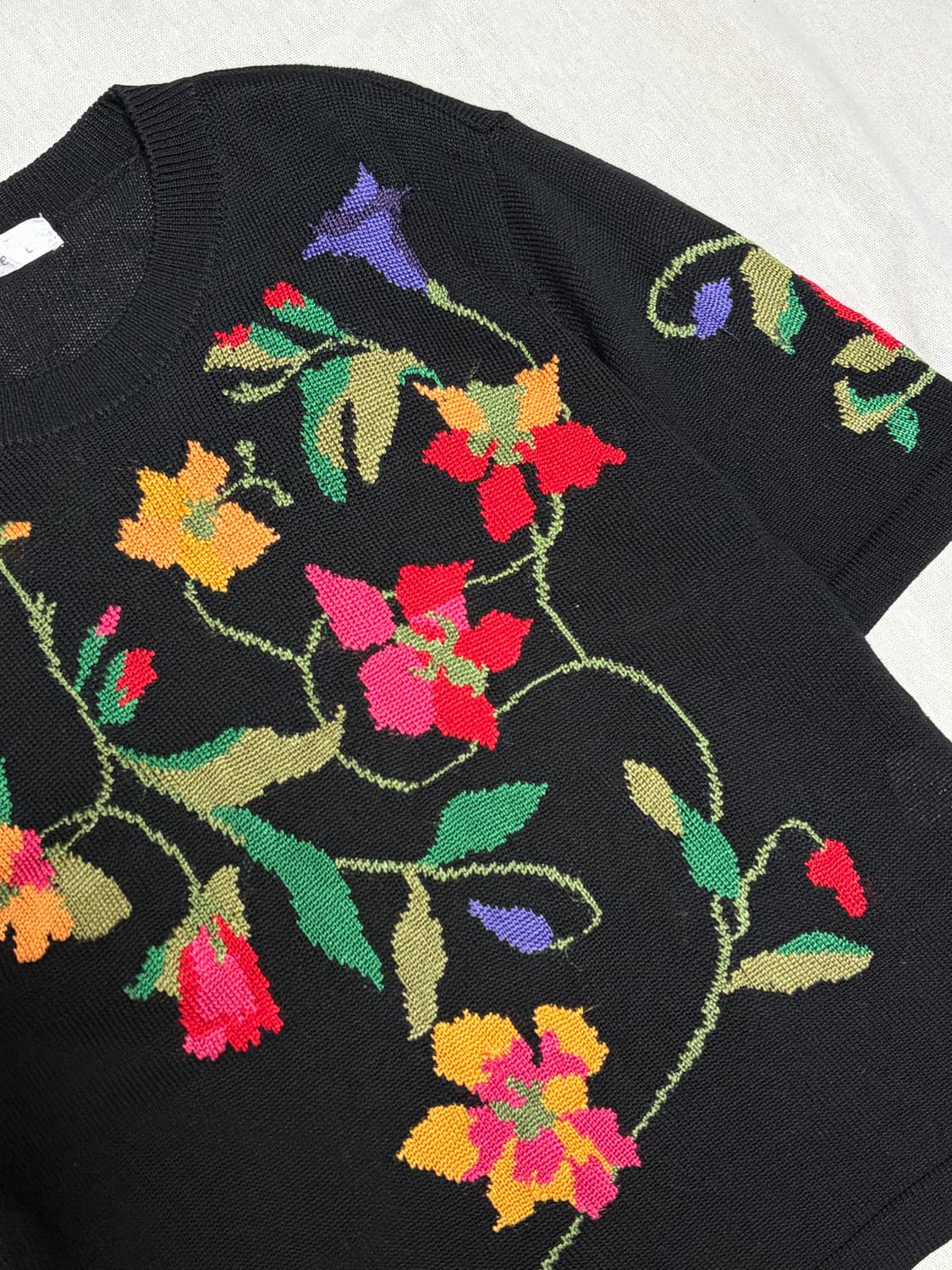 [일본빈티지] 플로럴 꽃 반팔 니트 상품이미지2