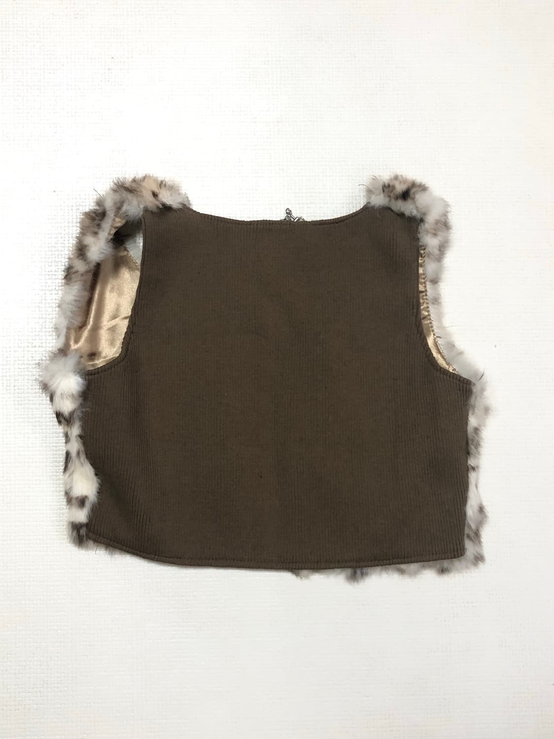 빈티지 베이지 레오파드 래빗 퍼 베스트 상품이미지8