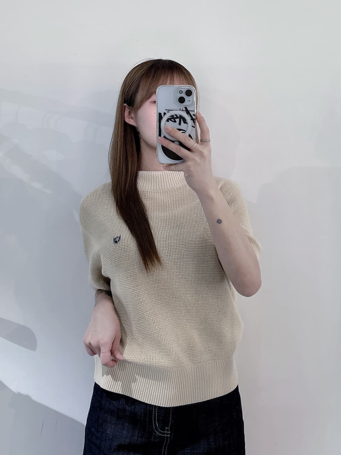 마리떼프랑소와저버 베이지 와플 반팔 니트 상품이미지1