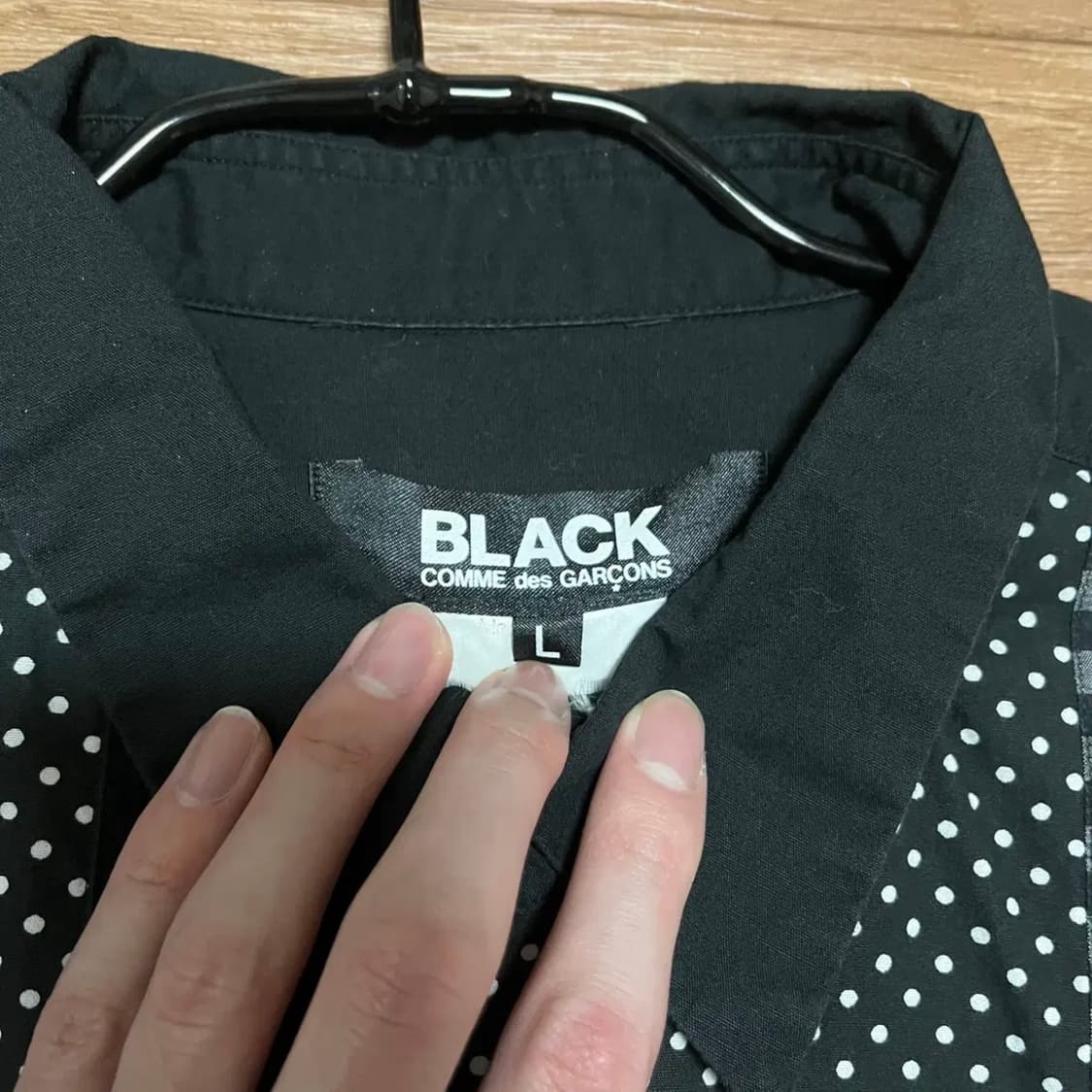 블랙 꼼데가르송 패치워크 셔츠 상품이미지3