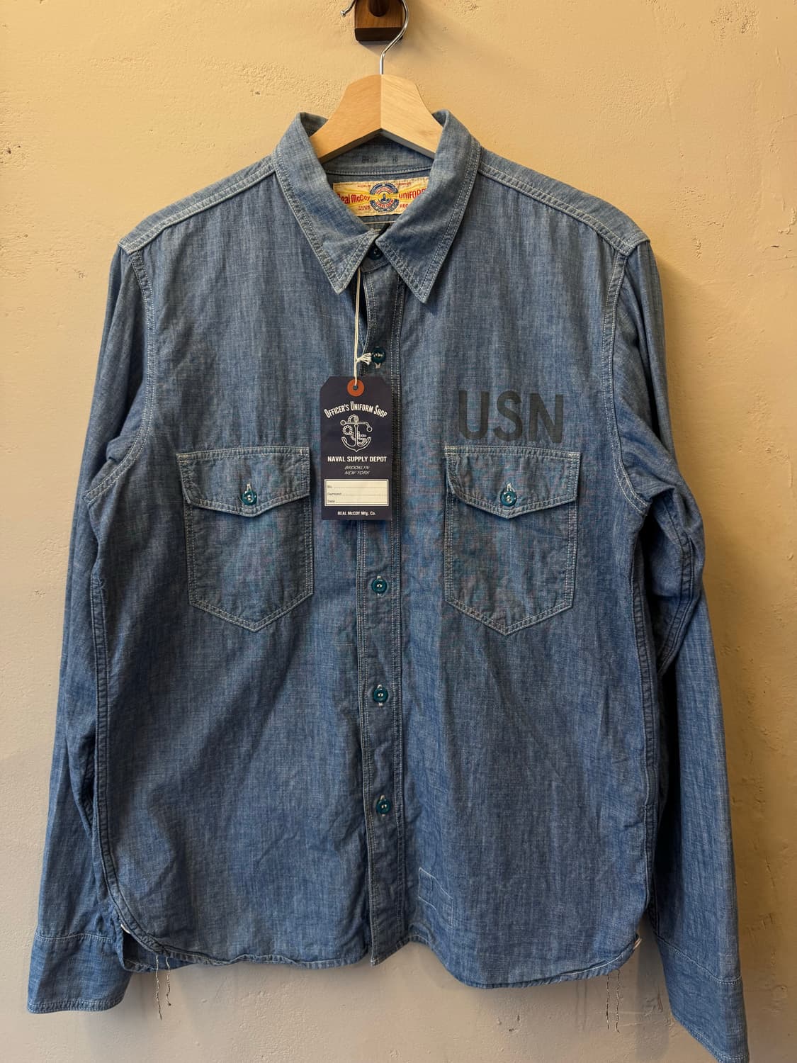 리얼맥코이 샴브레이 셔츠 L USN 상품이미지1