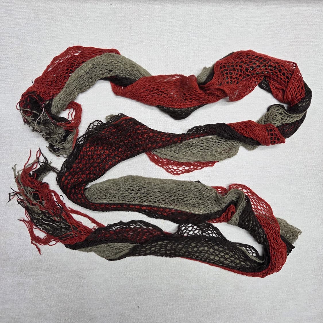 일본 빈티지 히피 모리걸 믹스 컬러 그물 니트 머플러 상품이미지2