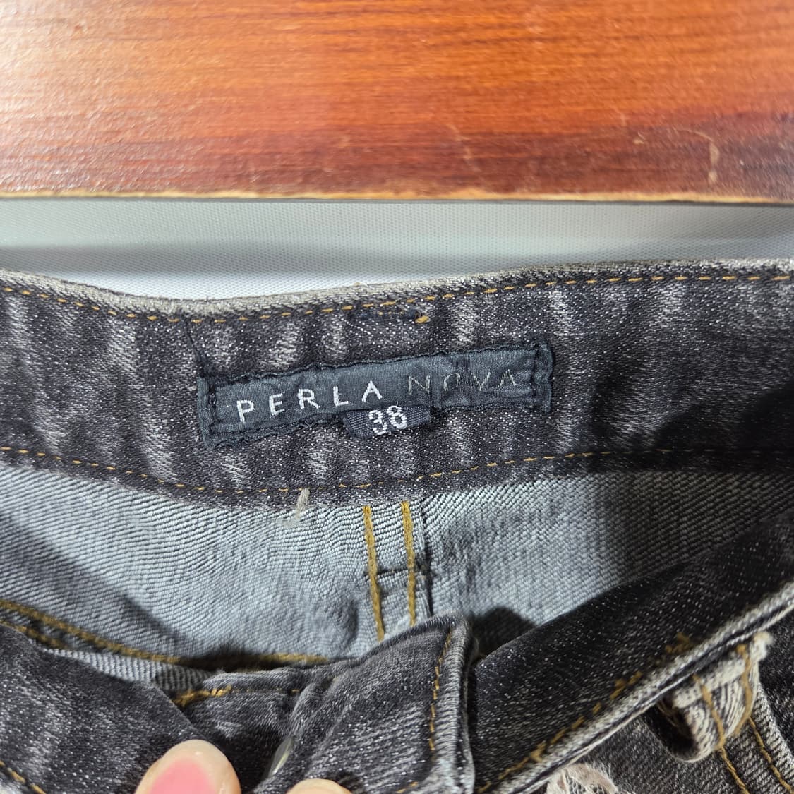 [Perla nova] 핸드자수 레이스 부츠컷 데님팬츠 상품이미지5