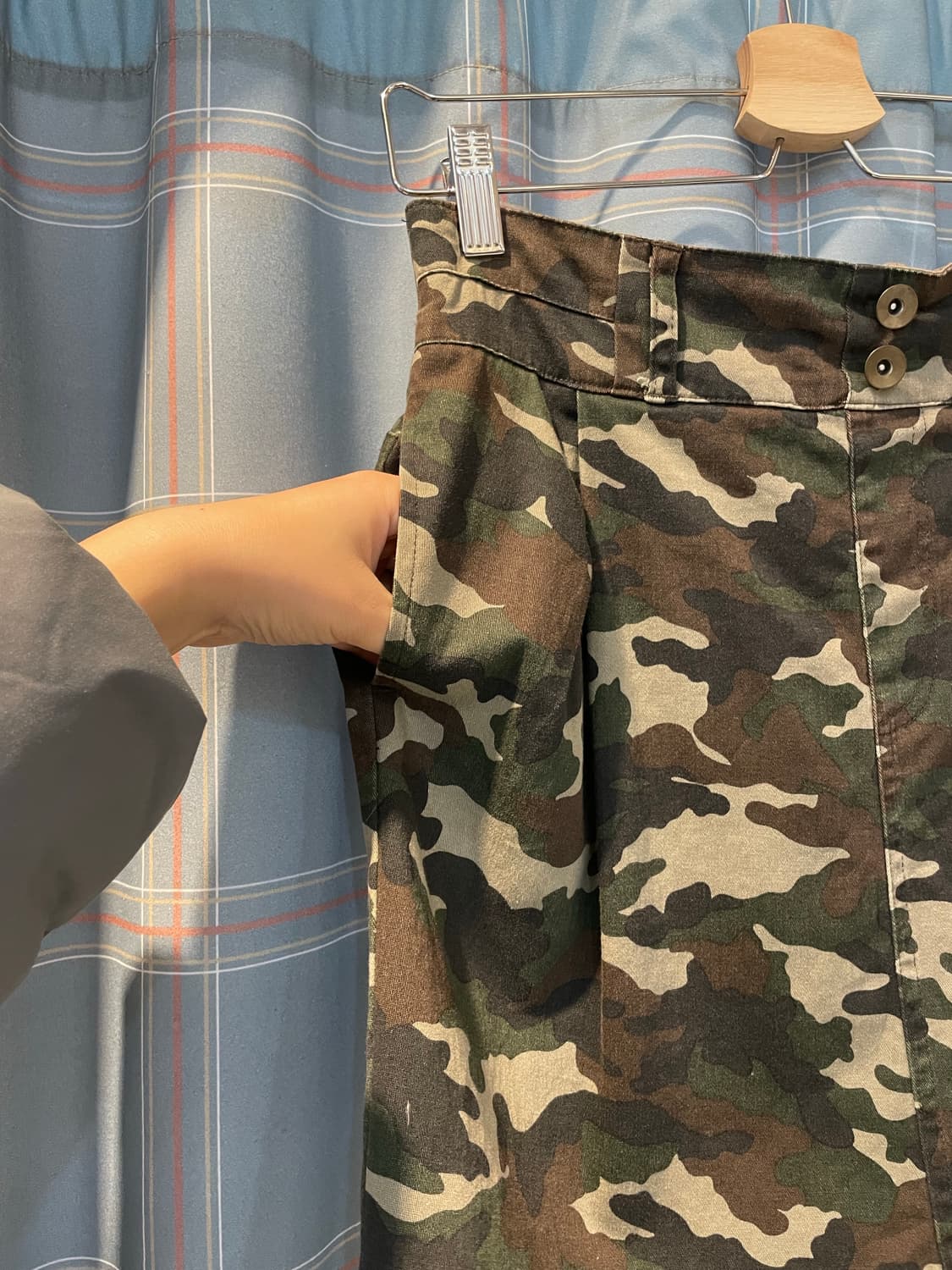 일본빈티지 카모핀턱스커트 상품이미지3