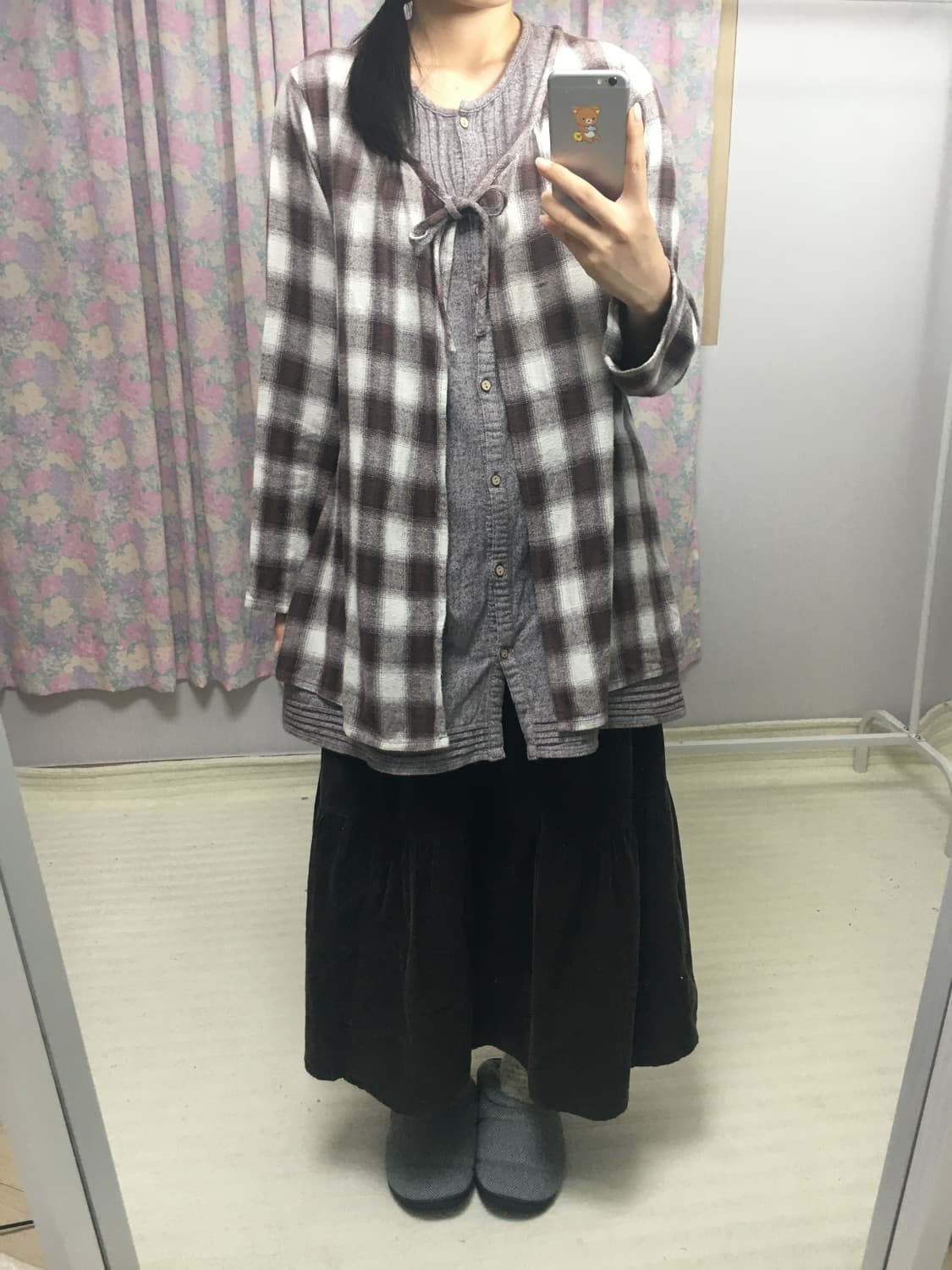 브라운 체크 레이어드 블라우스 상품이미지2