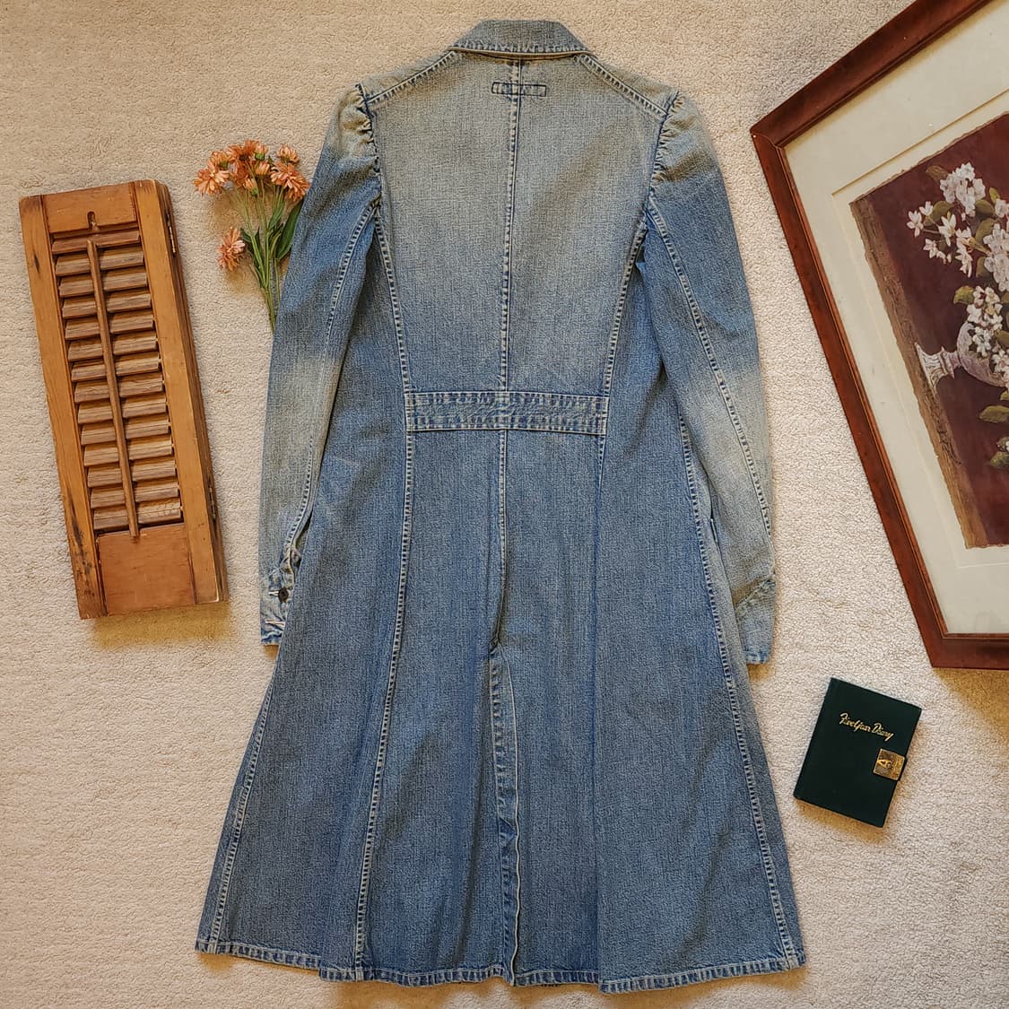 폴로 랄프로렌 데님 트렌치 코트 샵코트 셔링 디테일 M 상품이미지3