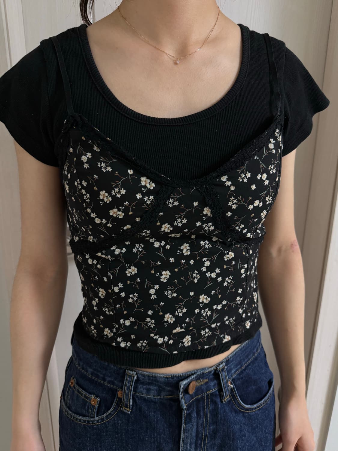 잔꽃 패턴 뷔스티에 코디셋🖤 상품이미지1