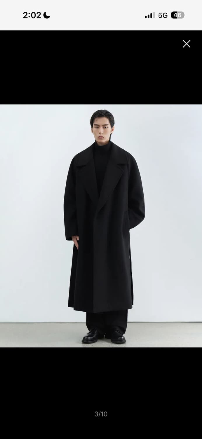 무신사 스탠다드 캐시미어 블랜드 더블 로브 코트 상품이미지4