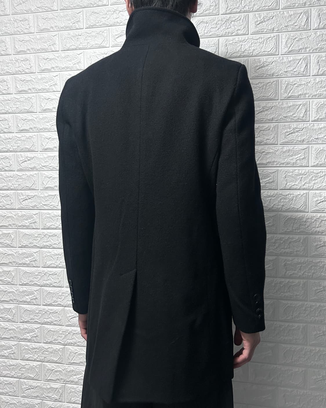 사선 하이넥 울 코트 상품이미지5