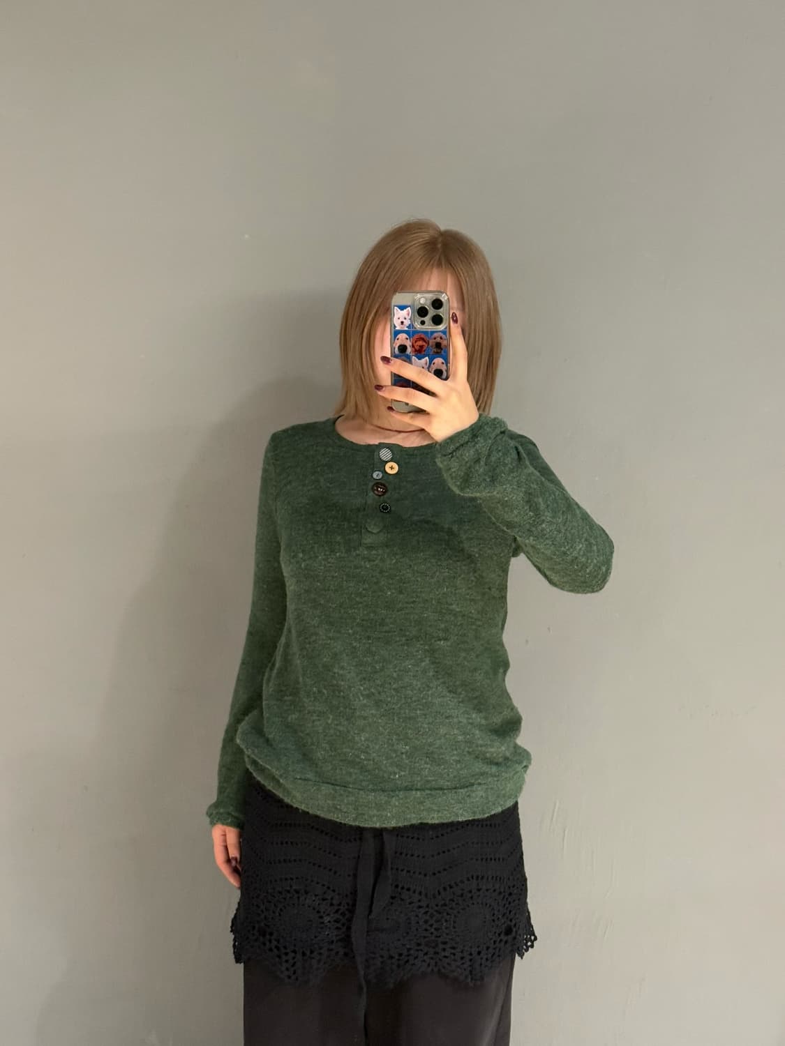 kawaii button detail knit sleeve 상품이미지1