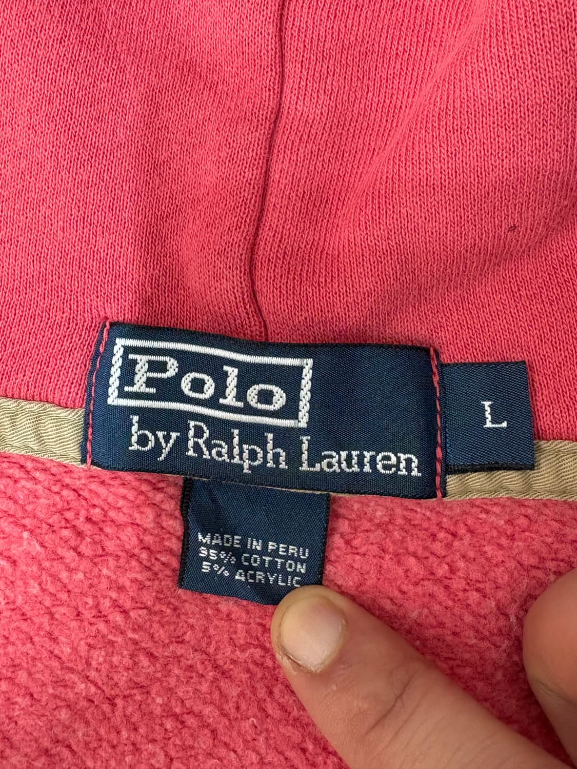 90's polo ralph lauren Fadded Pink Hood 상품이미지4