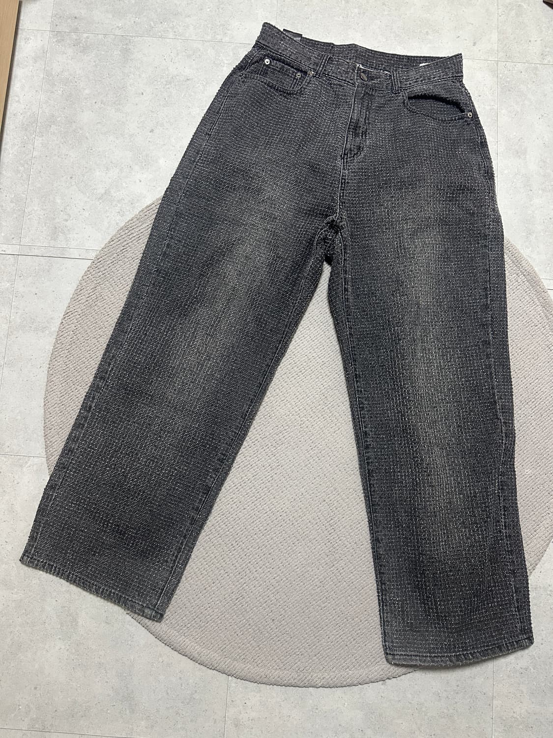 노이어 데미지 스트라이프 와이드 데님 팬츠 50사이즈 상품이미지1