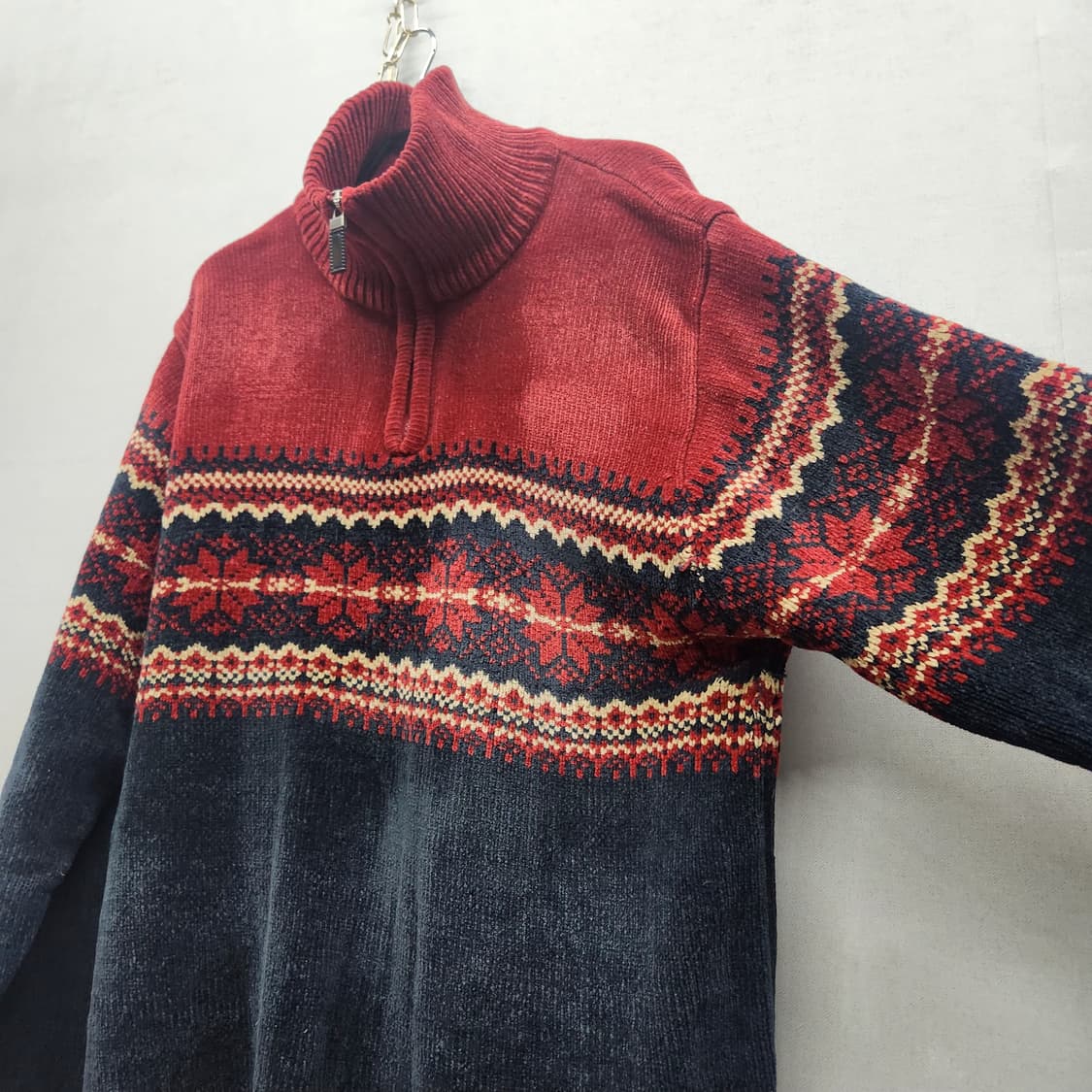 빈티지 노르딕 패턴 하프넥 니트집업 L 상품이미지4