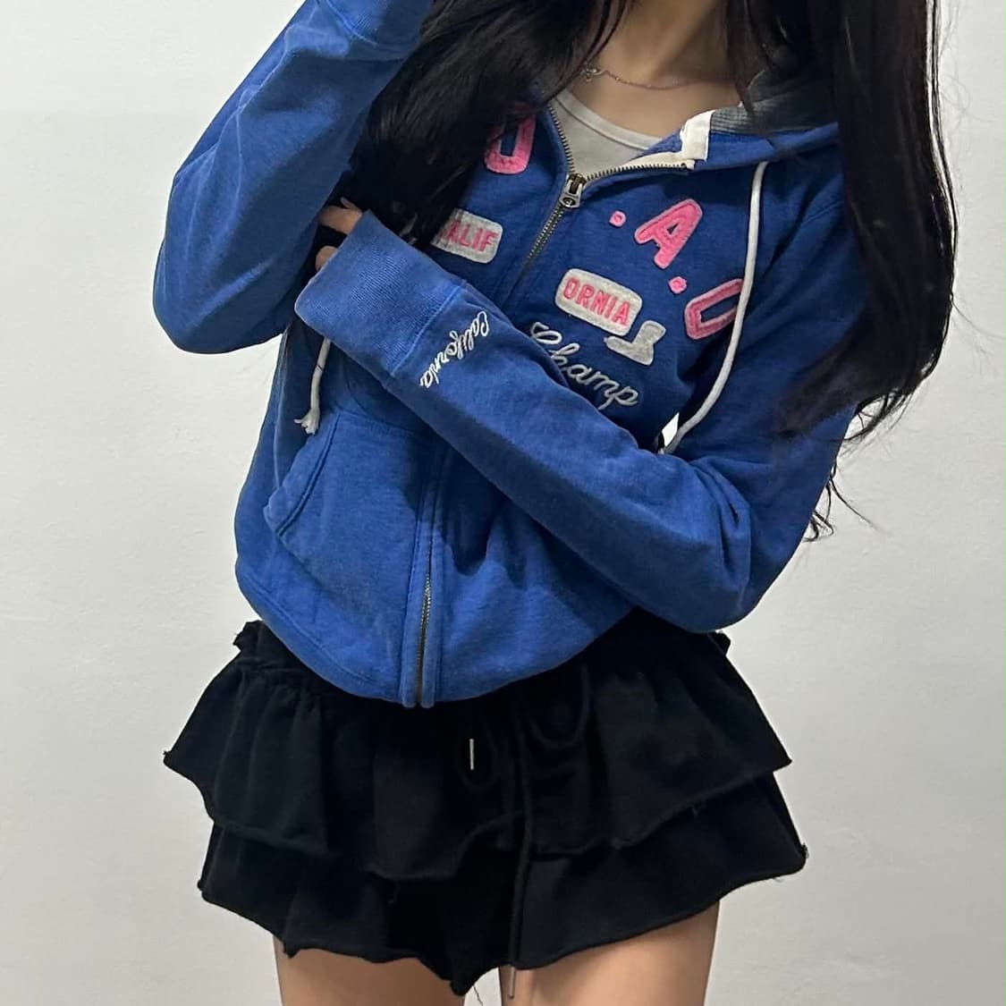 후아유 y2k 러블리힙 스웻 후드집업 희귀져지(L) 상품이미지2