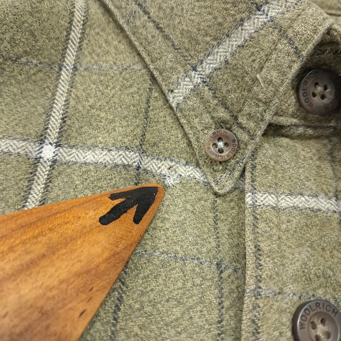 CL370 L 울리치 90s  윈도우페인 체크 올리브 버튼다운 셔츠 남 상품이미지4