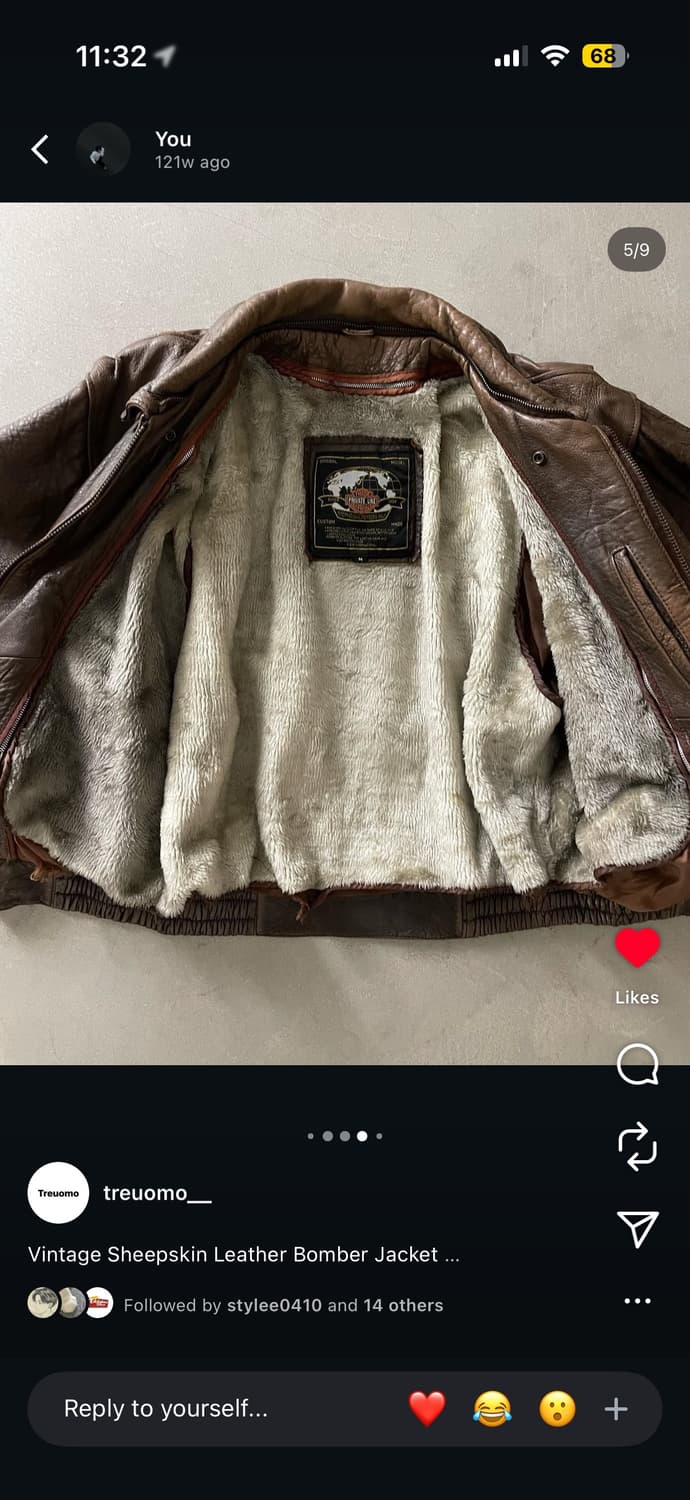 빈티지 양가죽 봄버자켓 M (실사있음) 상품이미지5