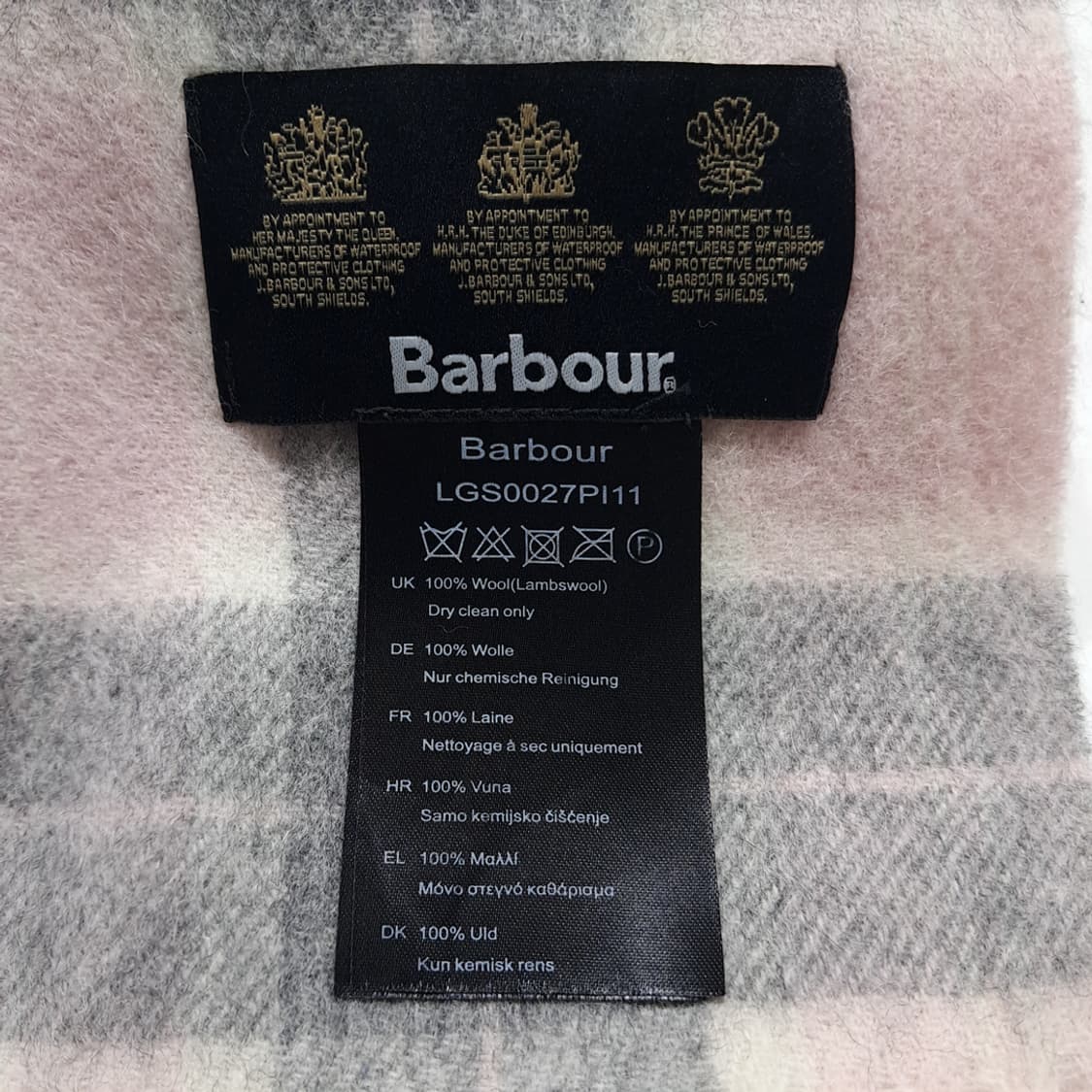 MX592 바버 00s 램스울 윈도우페인체크 핑크그레이 머플러목도리 상품이미지5