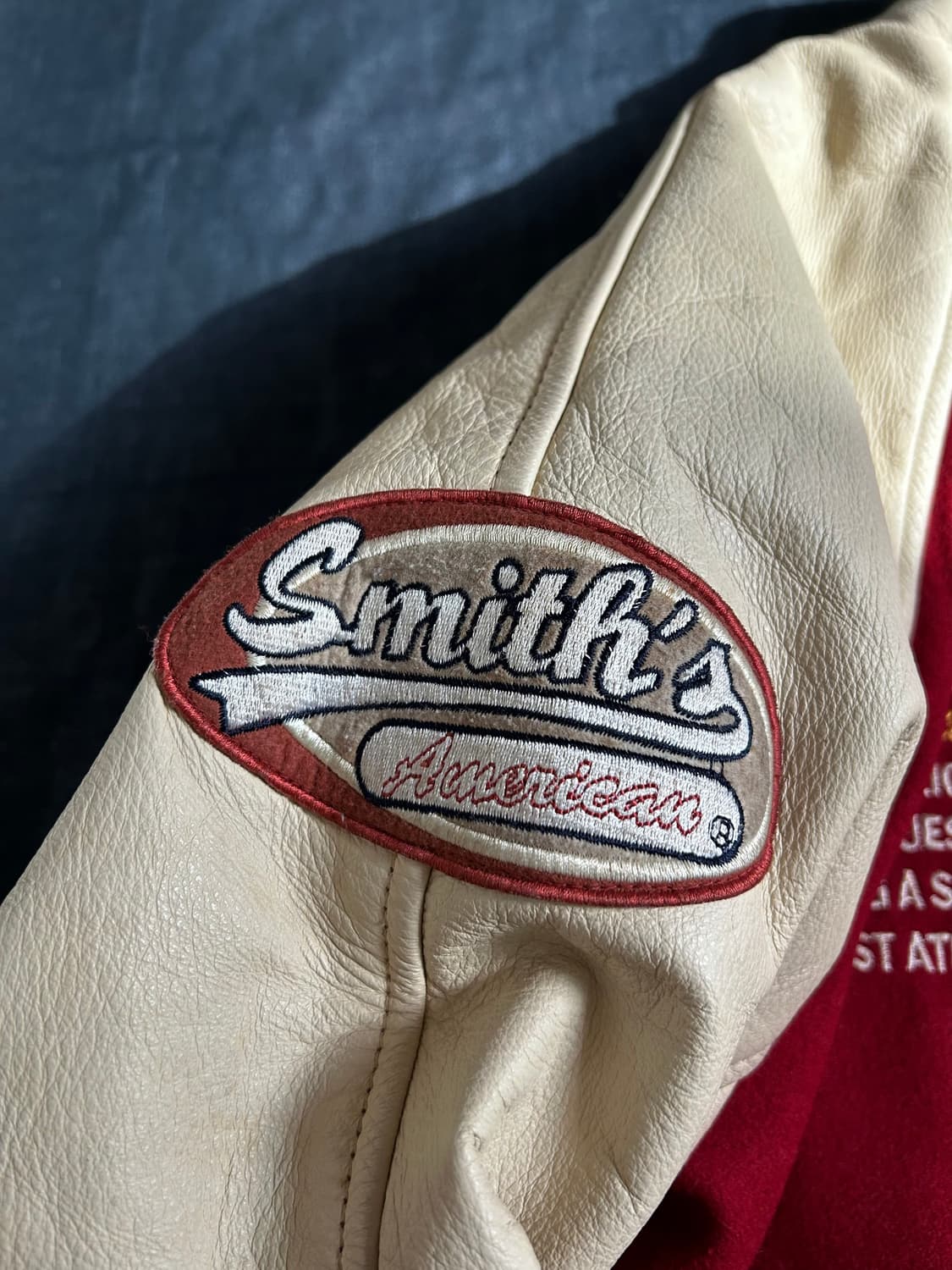 Smith American 빈티지 레더암 울 바시티 자켓 상품이미지6
