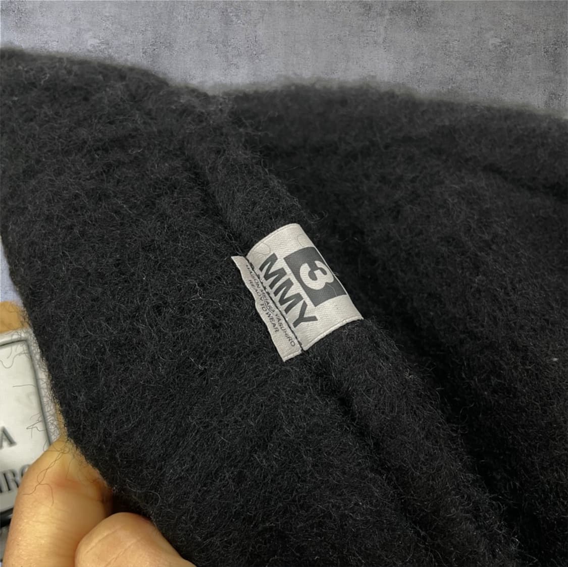 미하라 야스히로  블랙 더블 브레스티드 울 롱 코트 M 상품이미지7