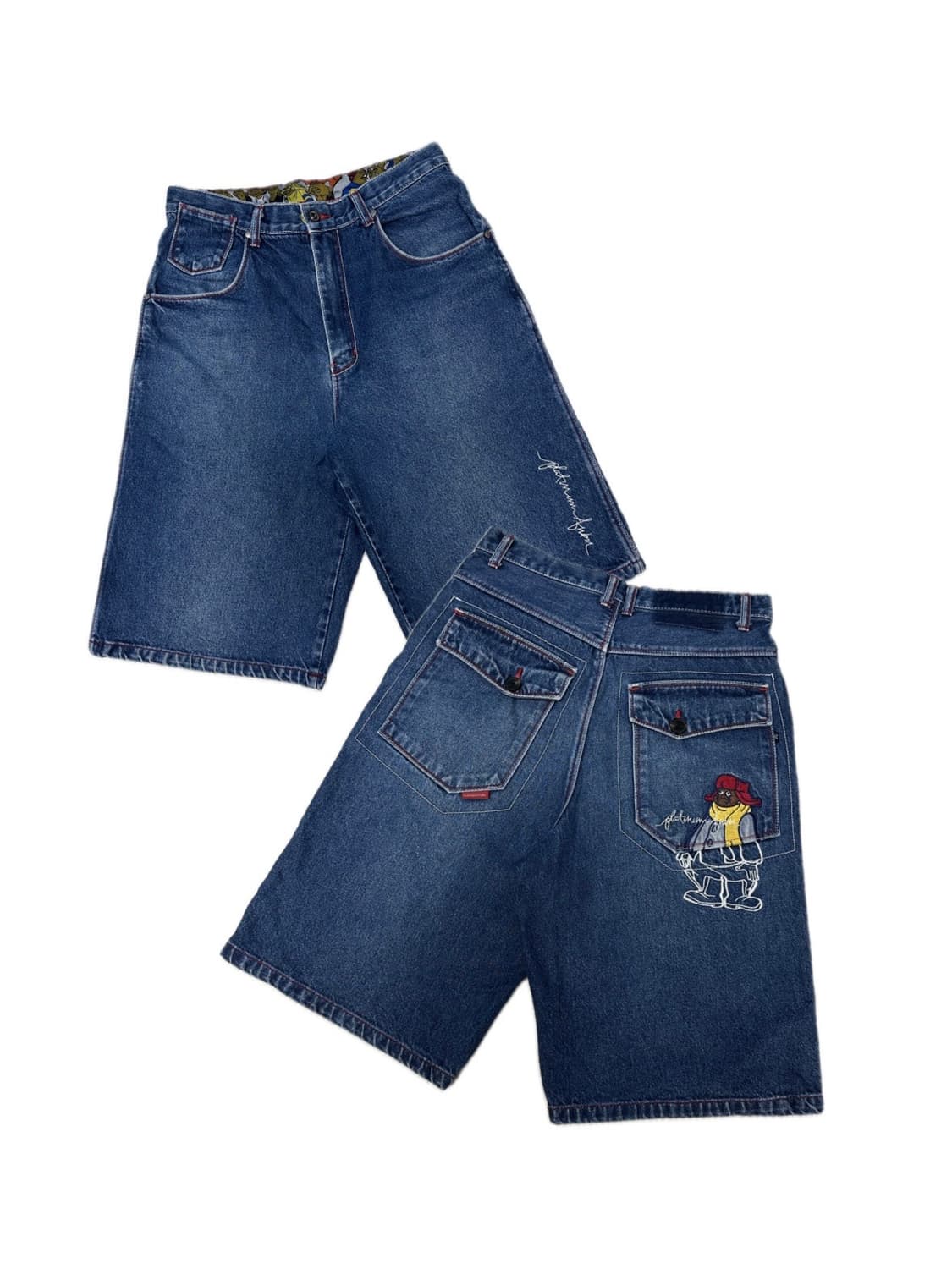 90‘s~00's 플래티넘 후부 백패치 버뮤다 데님팬츠 반바지 상품이미지1