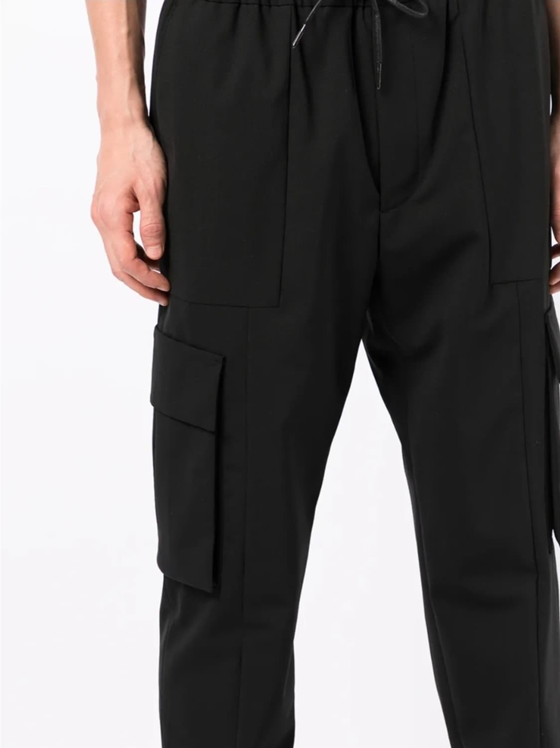 준지 드로스트링 카고 팬츠 블랙 48 (34) 상품이미지10