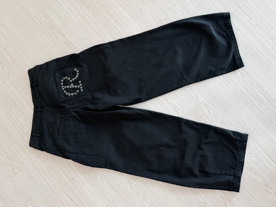 Eyelet R Pocket curved pants - black 상품이미지7