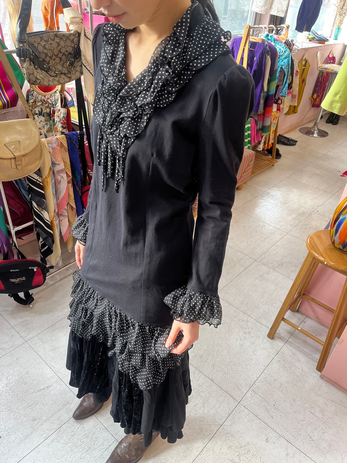 착샷) 벨벳 레이어드 캉캉 미디 플레어 스커트 상품이미지8