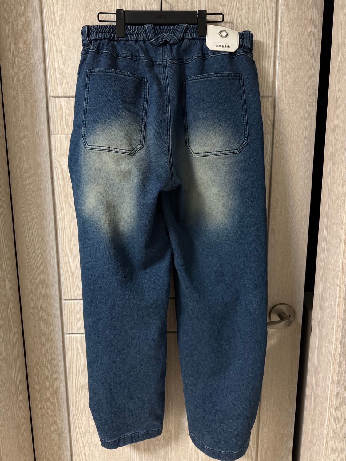 솔리드옴므 밴딩 블루와이드 워싱데님 팬츠. 상품이미지3