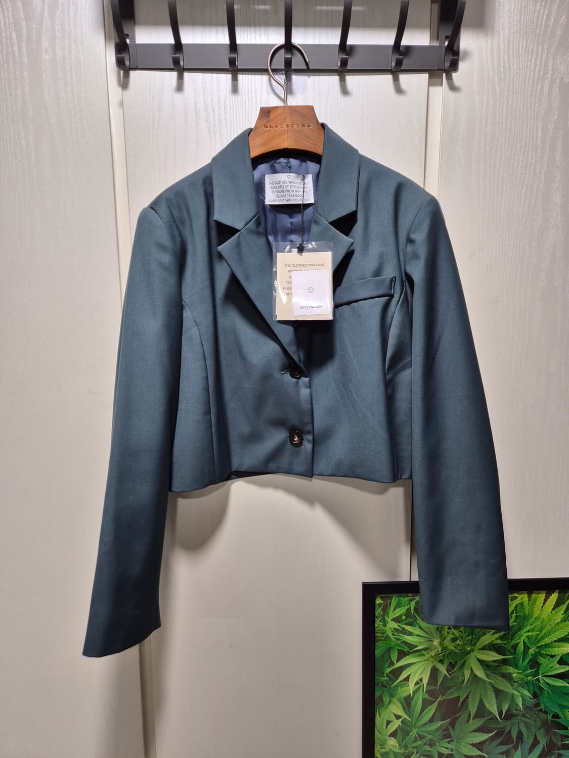 (타임세일)(새상품)스타일난다 크롭 자켓 청록카키 상품이미지1