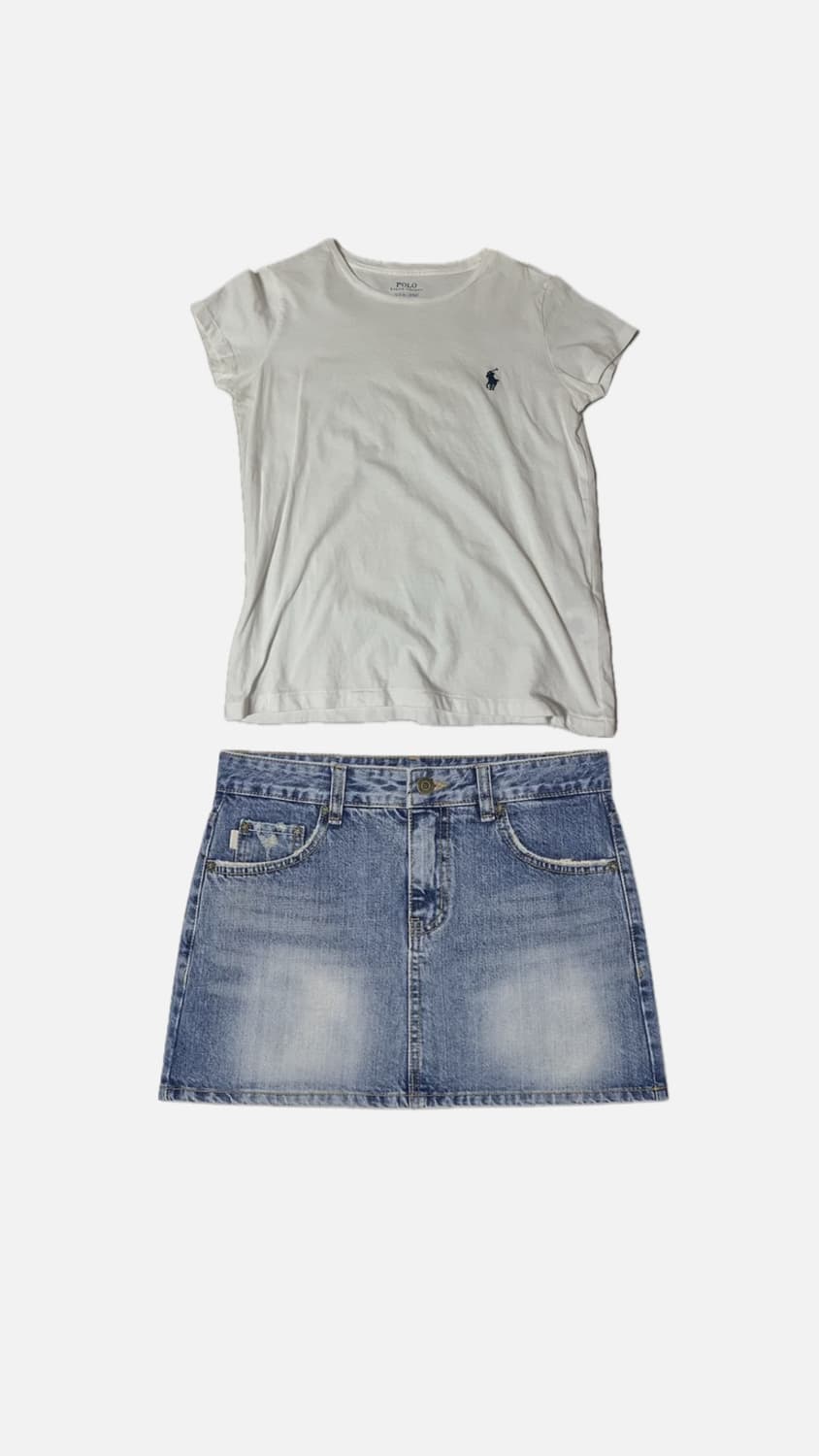 폴로 반팔티 & 글로니 벨라 데님 미니스커트 set 상품이미지1