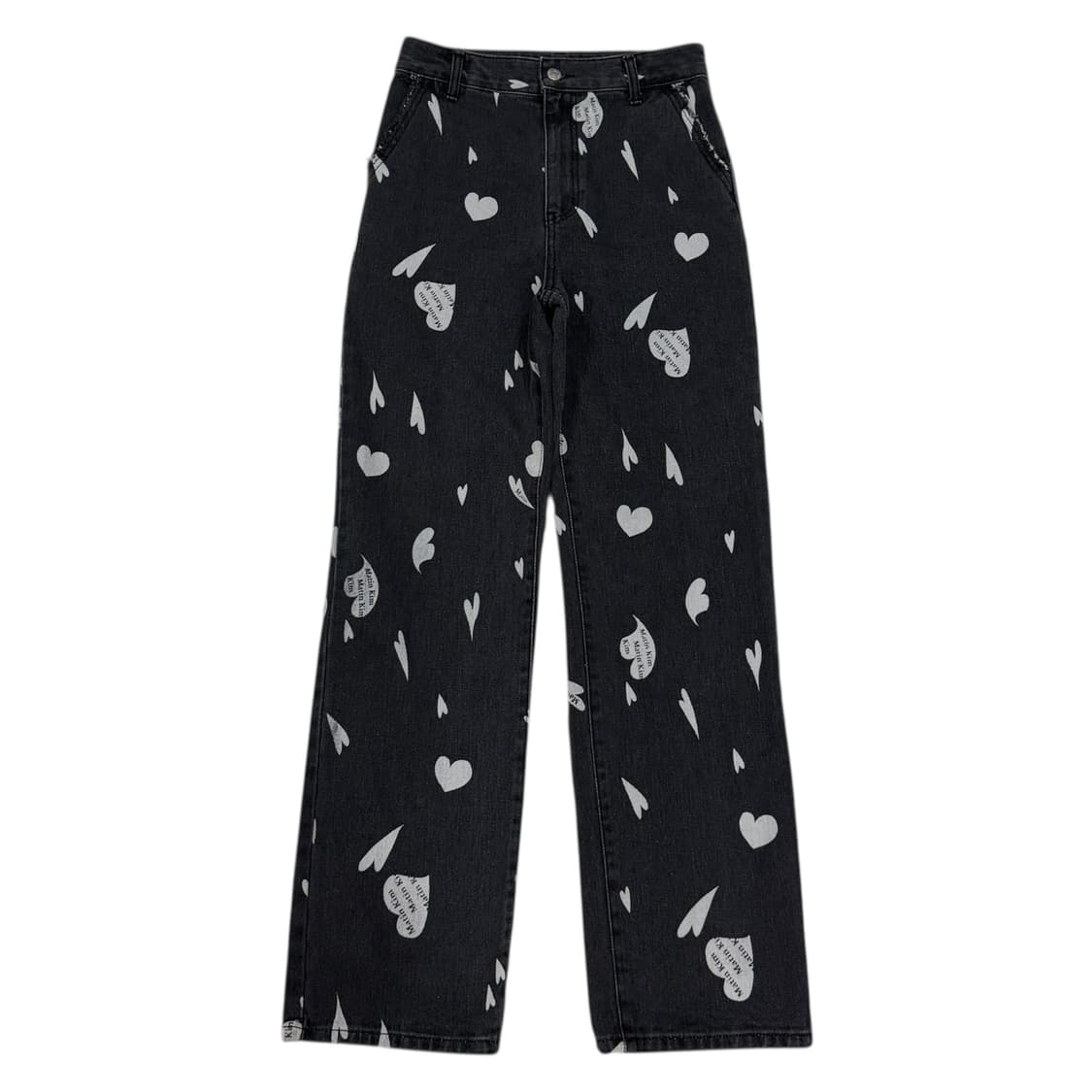 마뗑킴 하트 러브 데님 팬츠 바지 블랙 S 상품이미지1