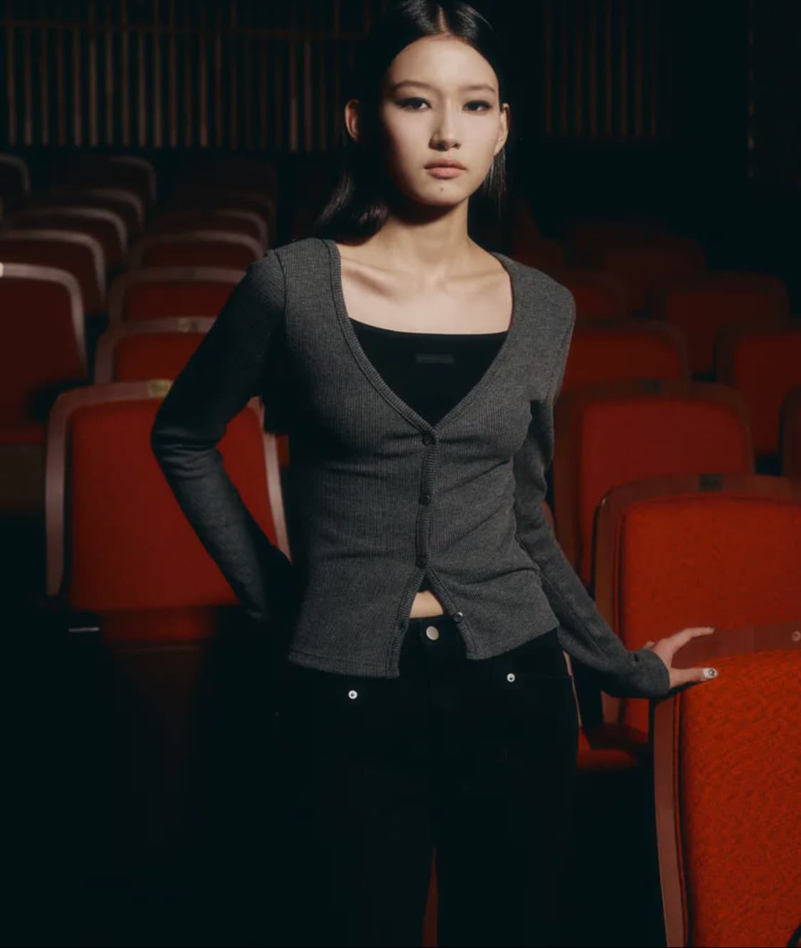 헬레네파리스 스판 리브드 가디건 [레빗 그레이] 상품이미지1