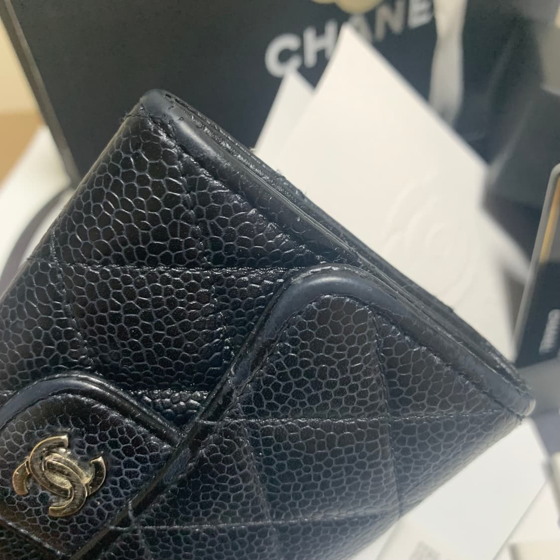 샤넬 클래식 캐비어 카드지갑 은장 똑딱이 클똑 상품이미지4