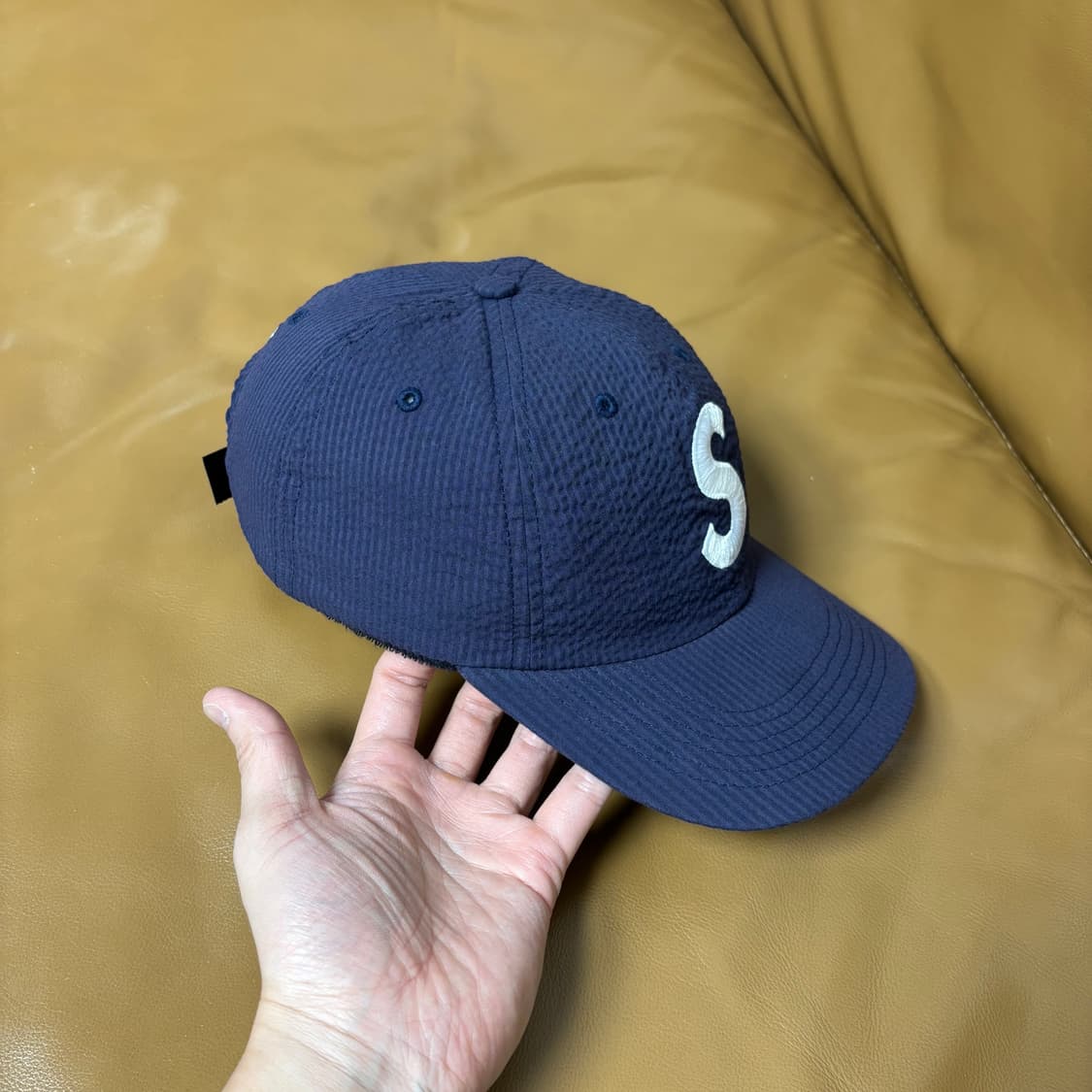 슈프림 S로고 6패널 볼캡 모자 24ss 시어서커 네이비 상품이미지4