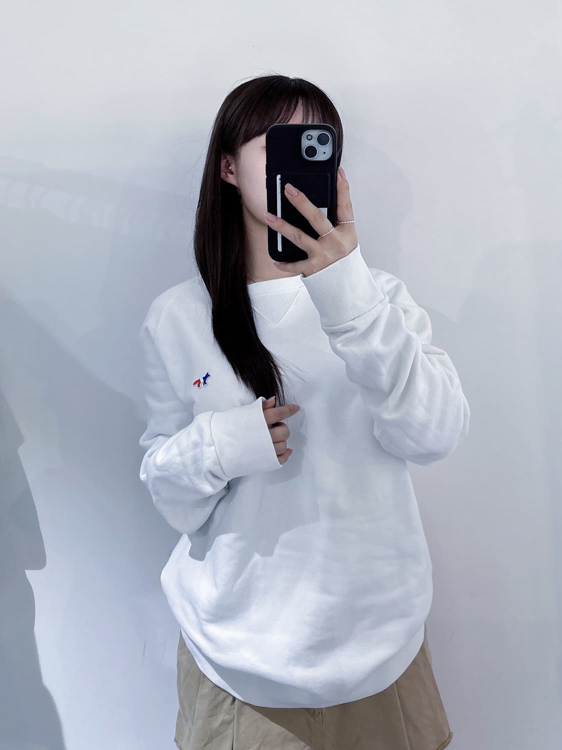 메종키츠네 트라이컬러 폭스패치 맨투맨 상품이미지1
