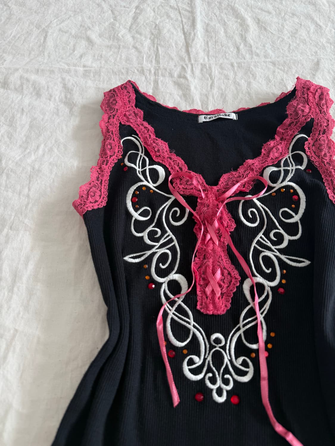 딱붙 갸루 00‘s y2k 골지 슬리브리스 상품이미지2