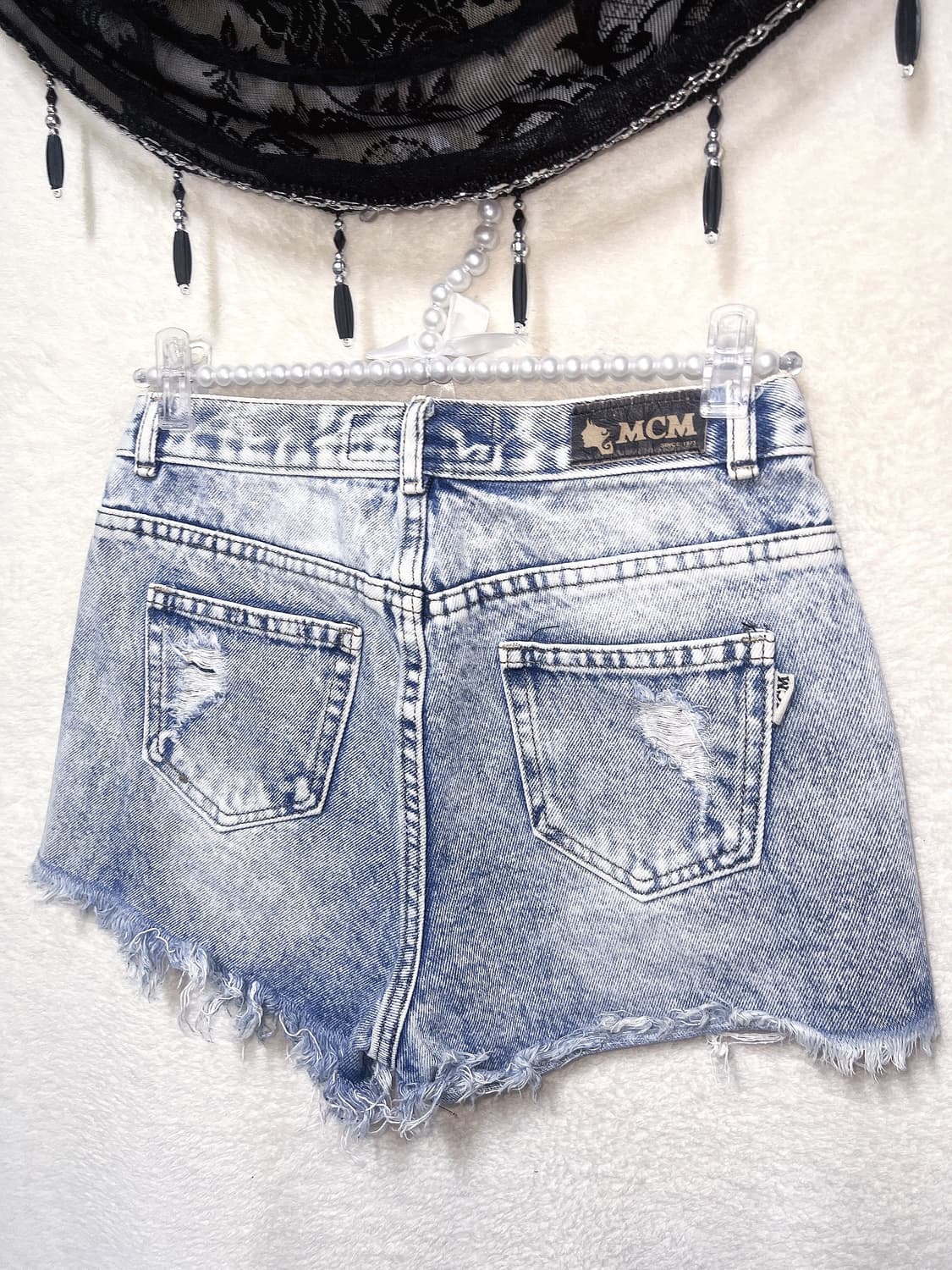 오네갸루 y2k 와투케 펑크 00 핀터 데미지 데님 숏 핫팬츠 청반바지 상품이미지3