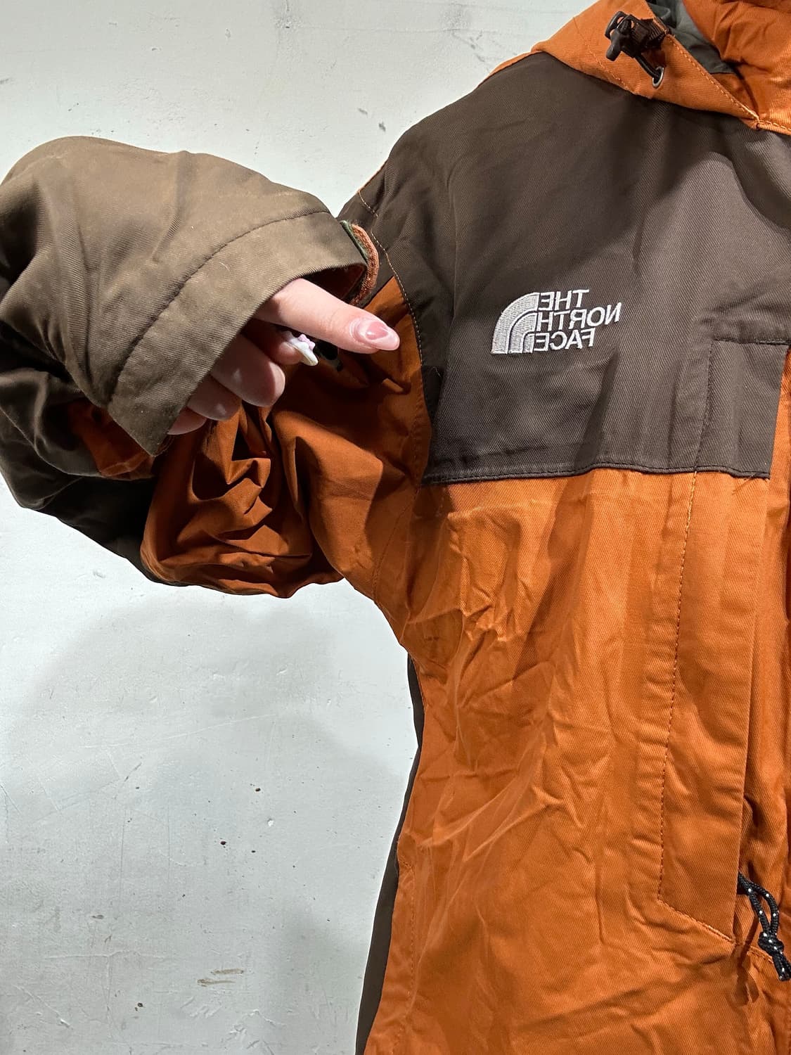 노스페이스 오렌지 하이벤트 고프코어 등산 후드 바람막이 자켓 M 상품이미지4