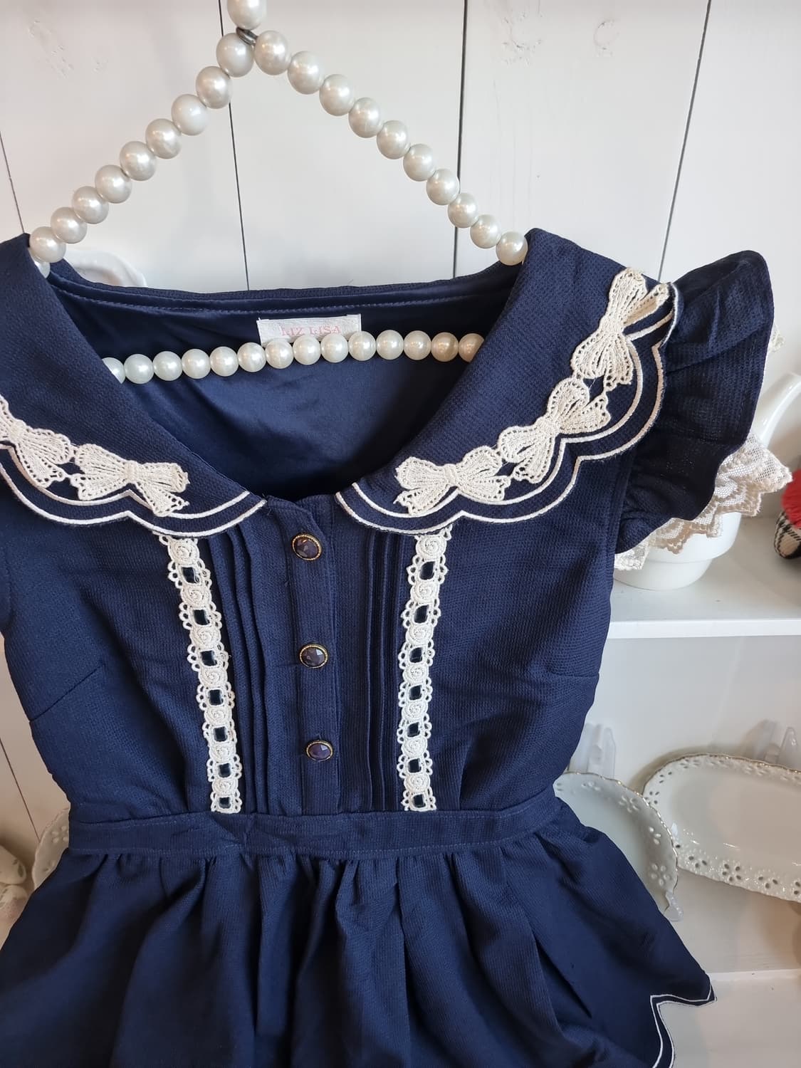 LIZ LISA, 리즈리사) 네이비 세일러 카라 레이스 원피스 상품이미지2