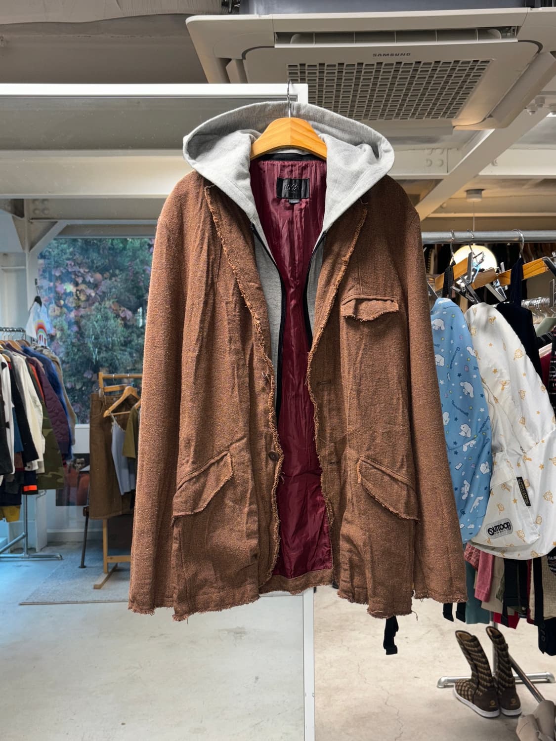 모시모 후드 레이어드 컷오프 자켓 상품이미지1