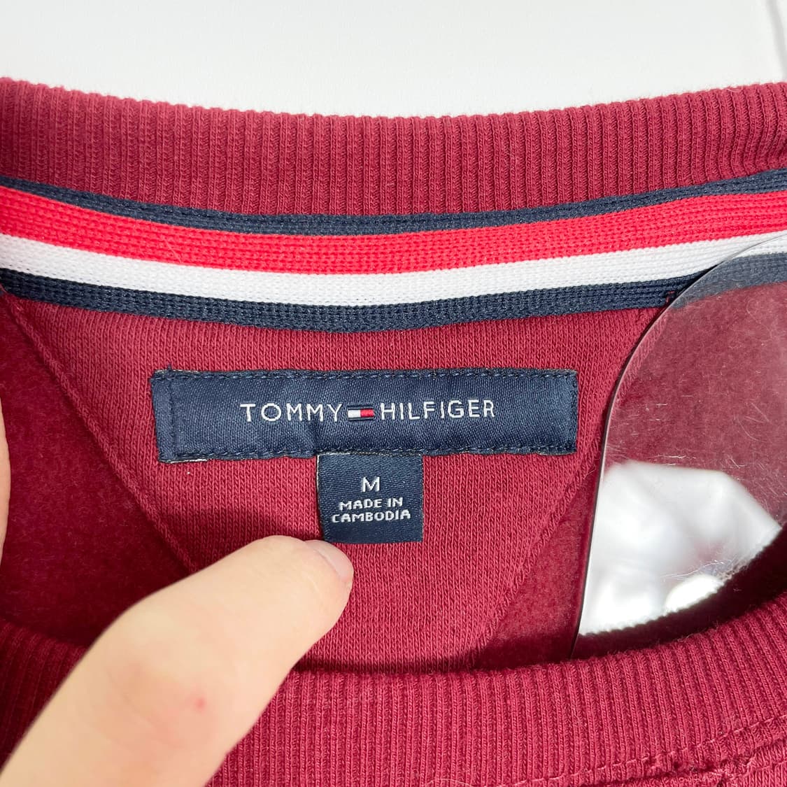 D2 타미힐피거 기모 버건디 컬러 맨투맨 M사이즈 상품이미지5