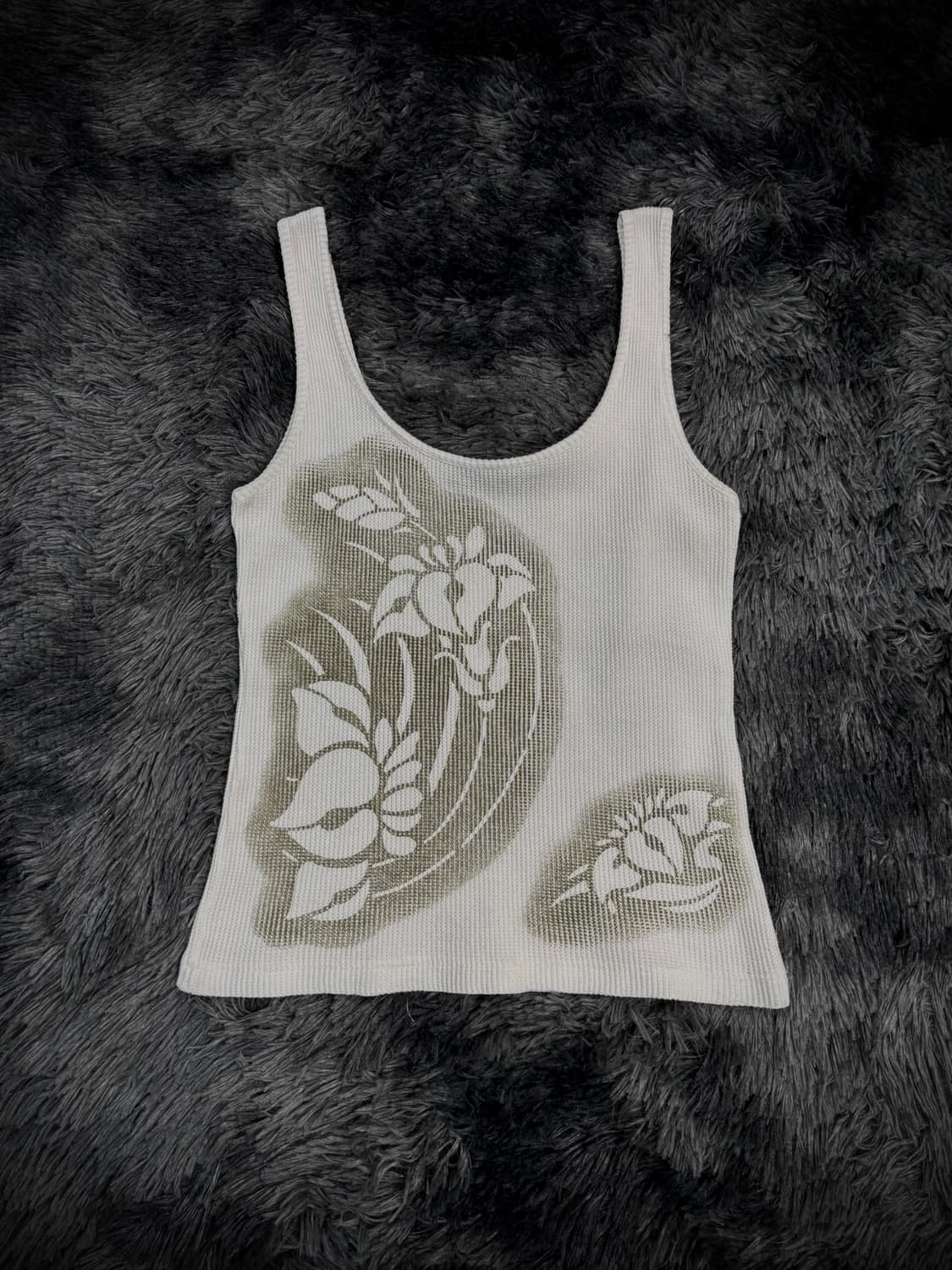 Cecle Mcbee 스프레이 꽃 프린팅 골지 슬리브리스 상품이미지3