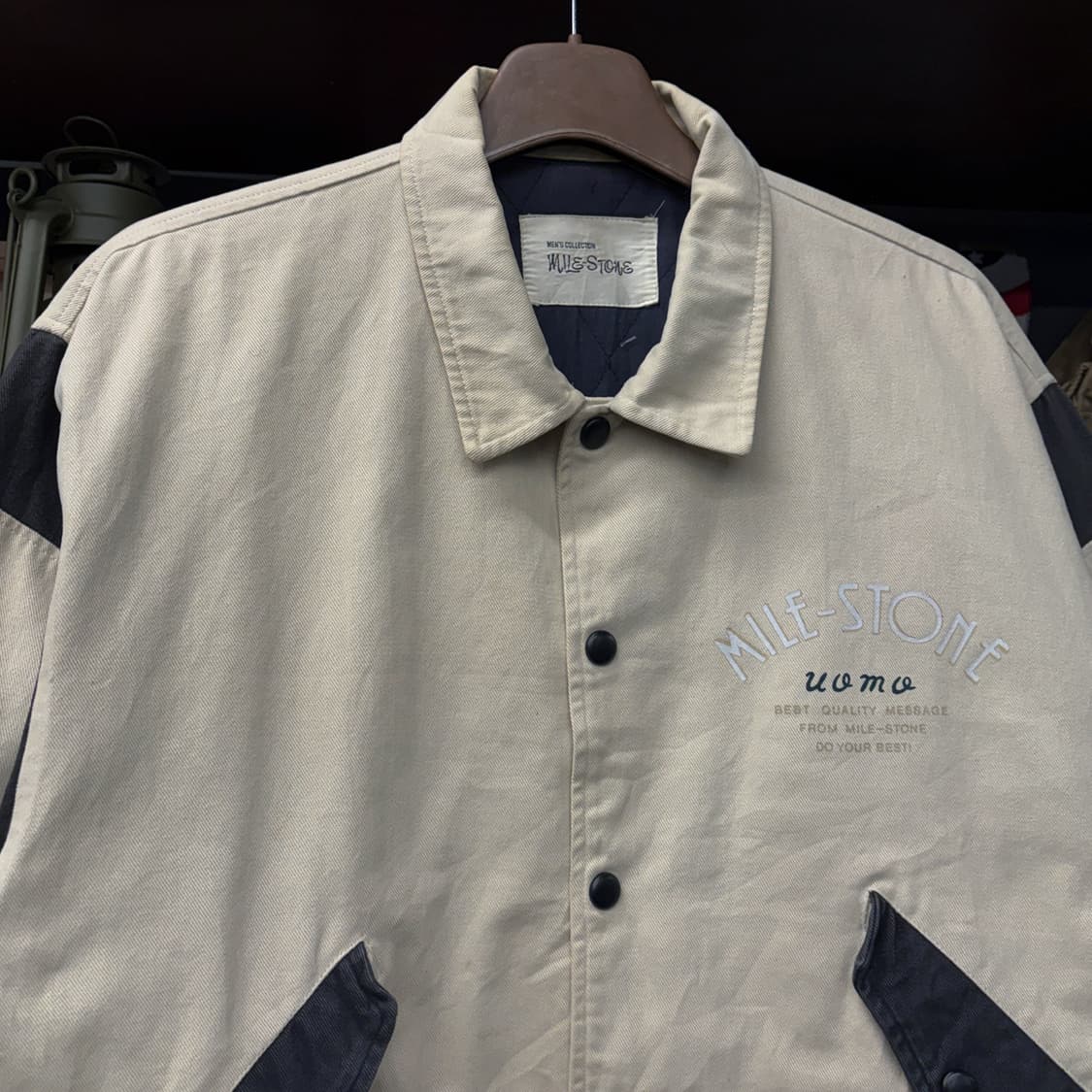 90s JPN 마일스톤 빈티지 프린팅 퀼팅안감 블루종 스윙자켓 N612 상품이미지3