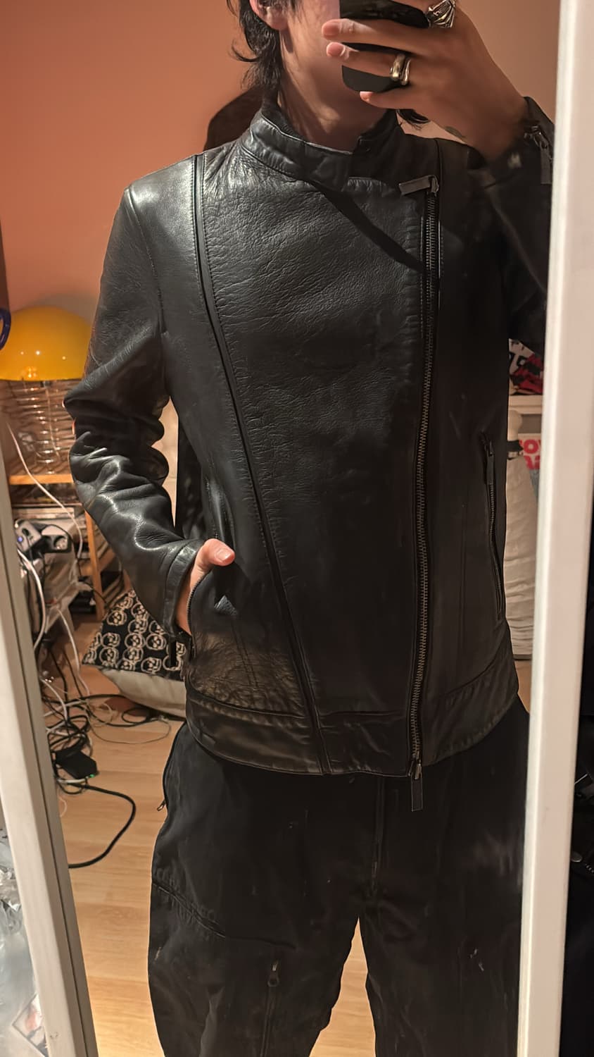 Diagonal Leather Jacket 상품이미지6