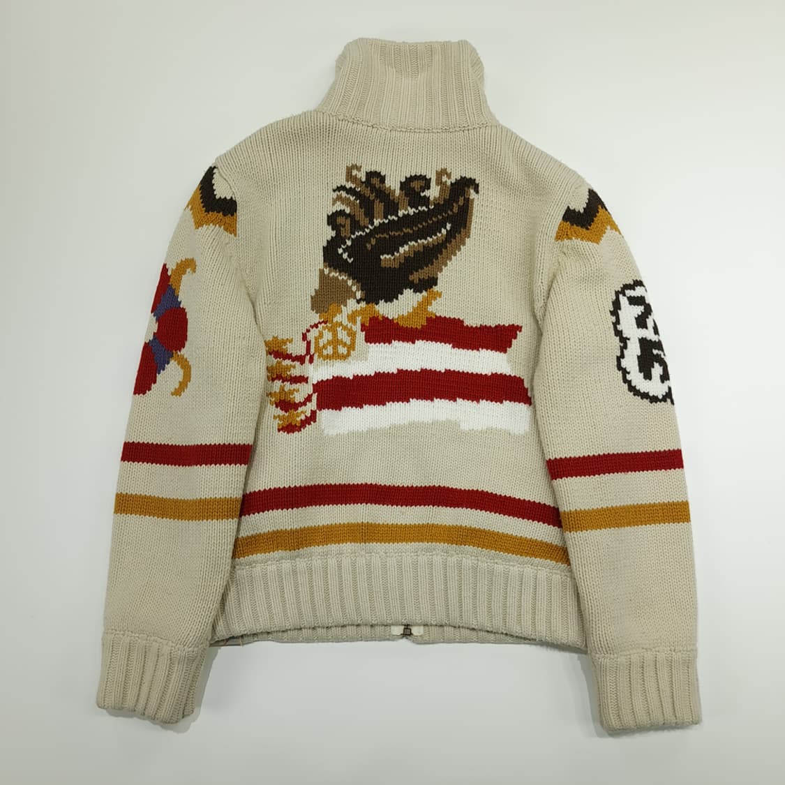 CN936 L 3QR 네이티브 그래픽 퍼안감 집업 니트 스웨터 상품이미지8