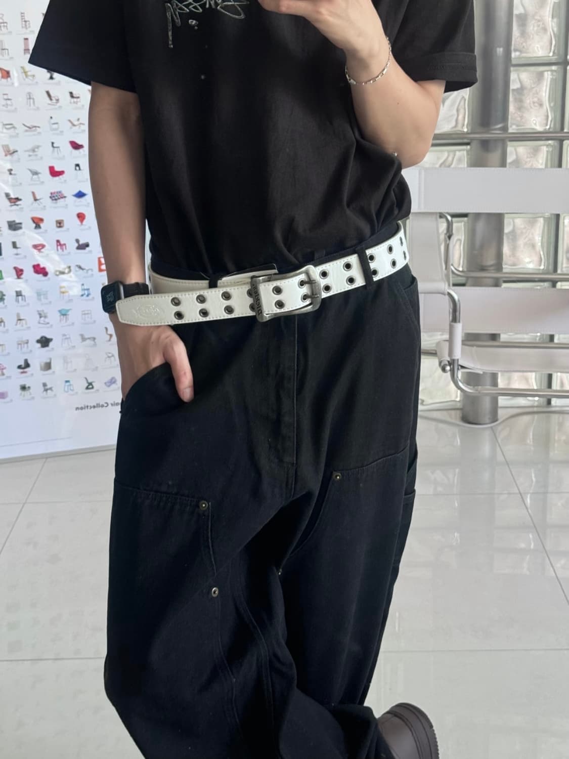 [새상품] 디키즈(Dickies) 로고 더블아일렛 GI 웨빙 벨트 블랙 상품이미지8