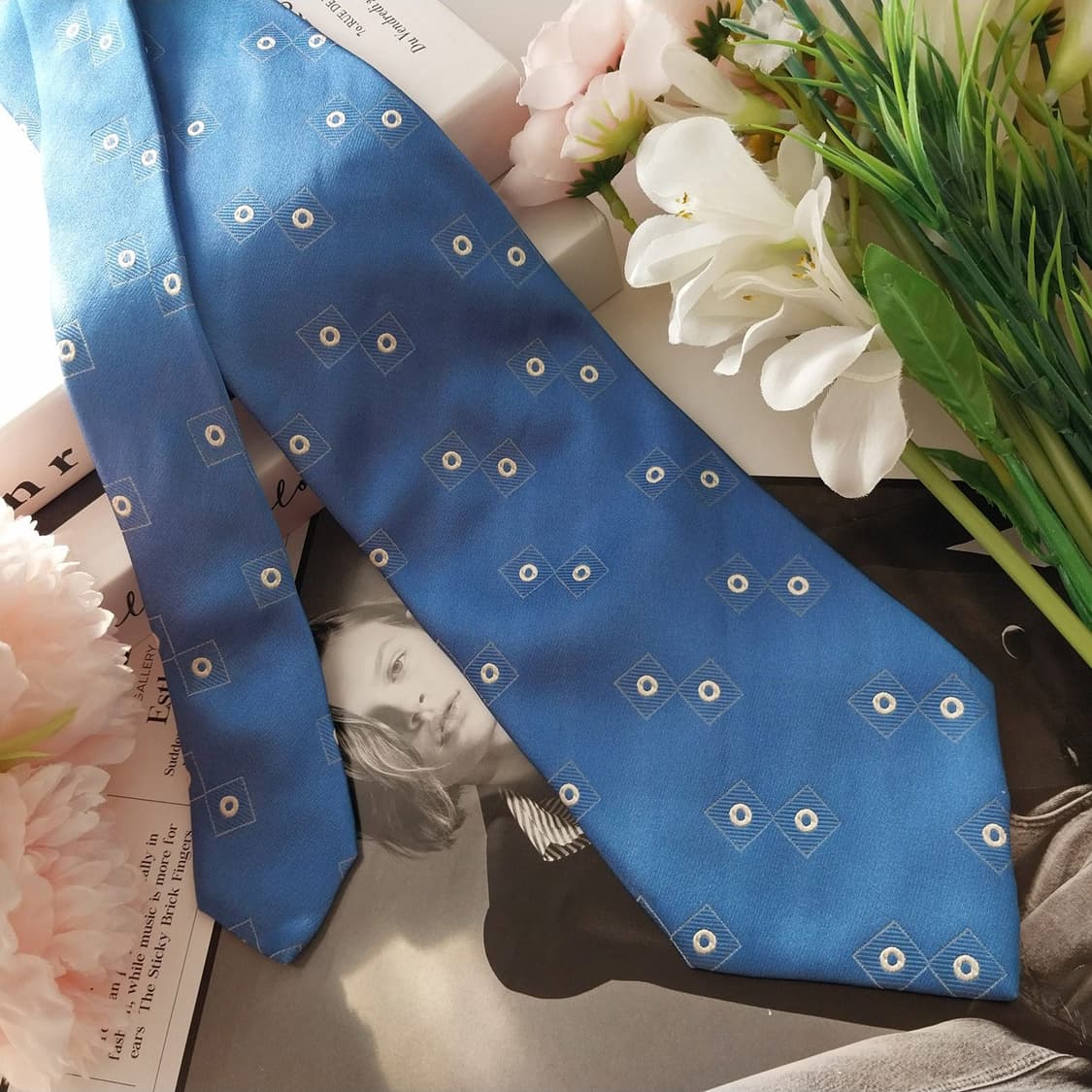앤드류스타이 실크 블루 자카드 패턴 넥타이 9.9cm A+등급 K1354 상품이미지2