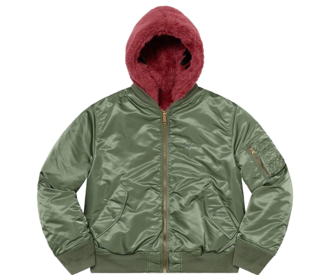 [XL] 슈프림 포우 퍼 리버시블 MA-1 올리브 - 22FW 상품이미지1